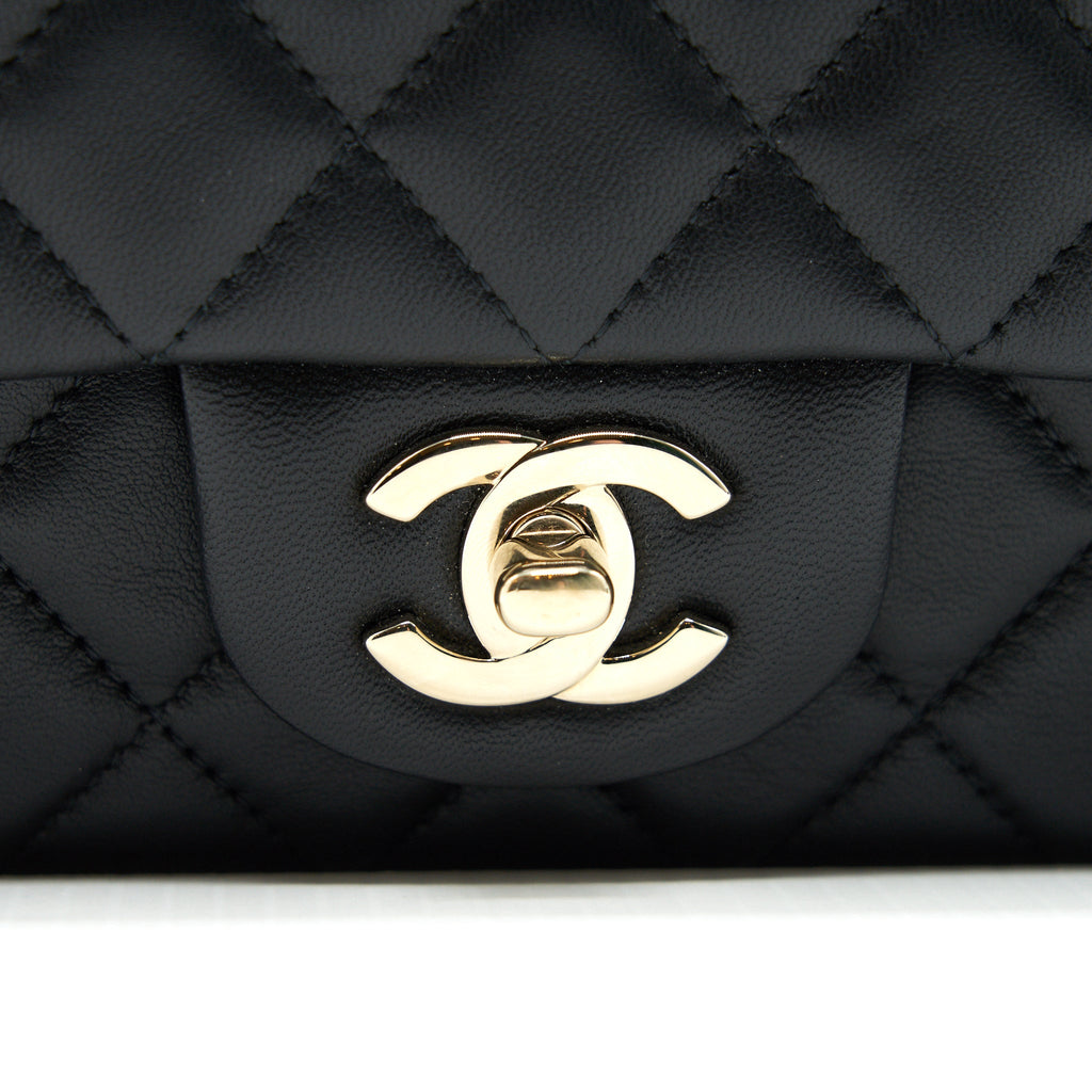 CHANEL MINI RECTANGULAR FLAP BAG BLACK LGHW SERIAL 30