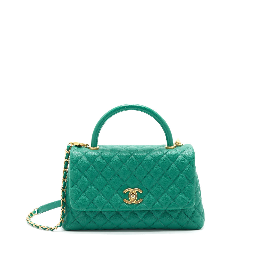 CHANEL COCOHANDLE FLAP BAG MEDIUM GREEN WITH GHW