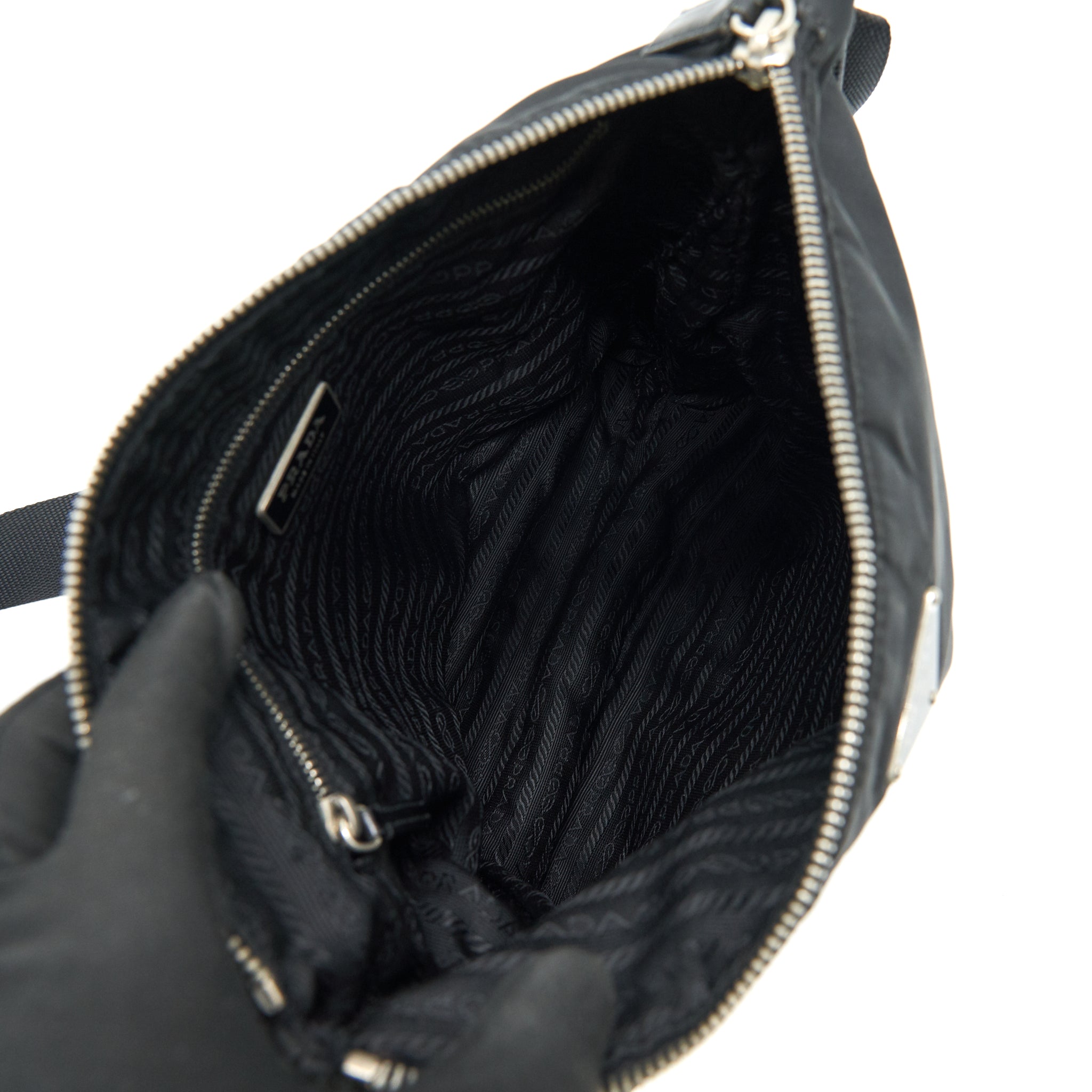 PRADA NYLON CROSSBODY BAG IN BLACK