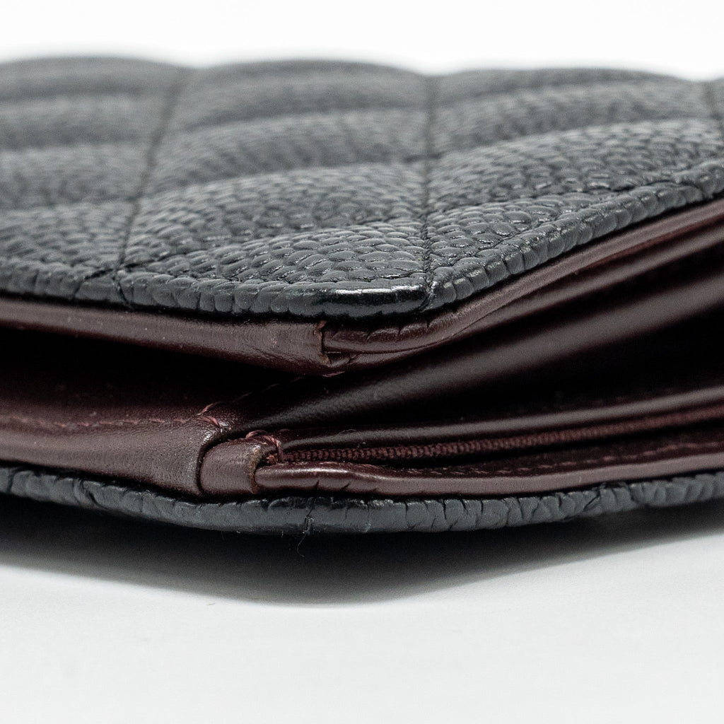 CHANEL COMPACT LONG WALLET CAVIAR BLACK GHW