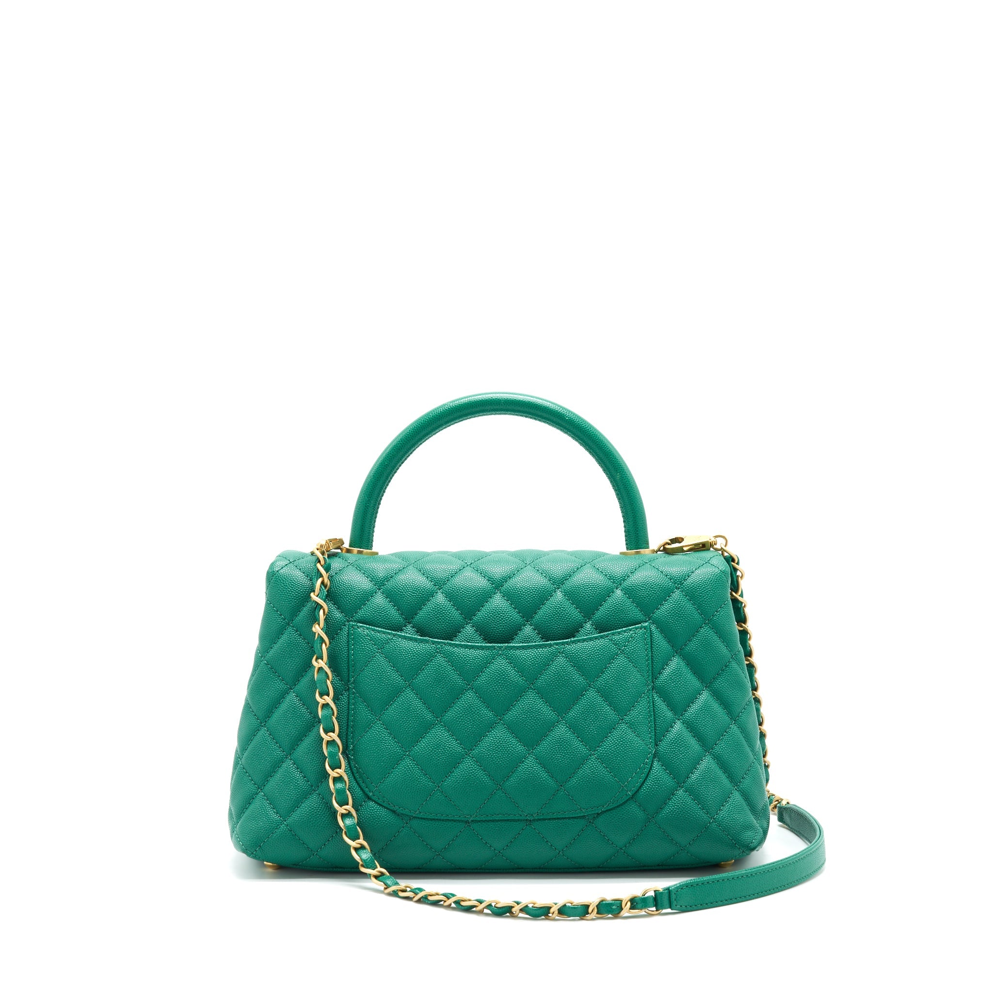 CHANEL COCOHANDLE FLAP BAG MEDIUM GREEN WITH GHW