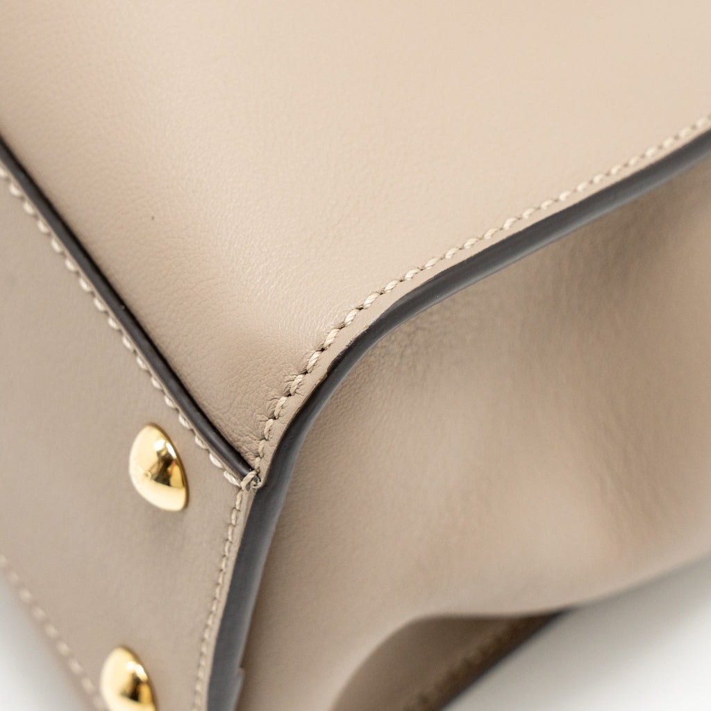 FENDI MEDIUM PEEKABOO BAG CALFSKIN BEIGE GHW