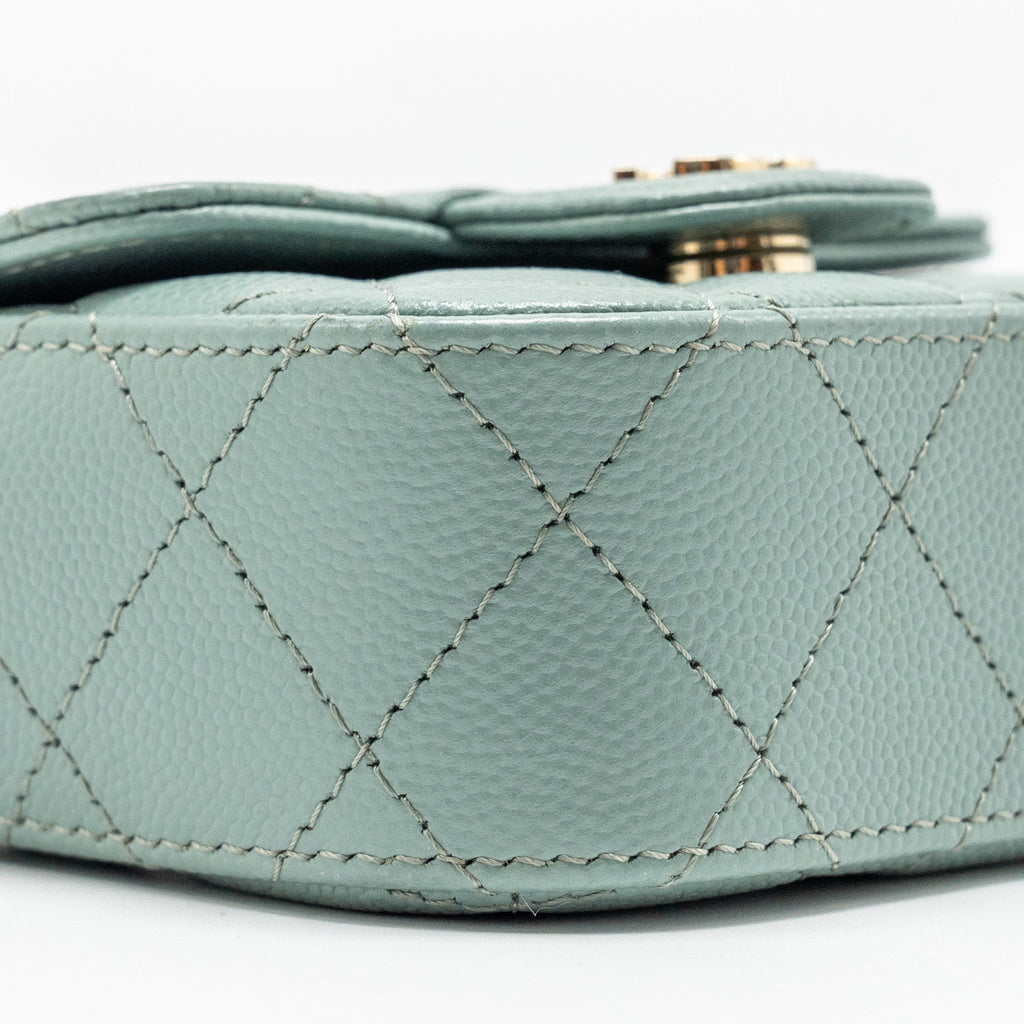 CHANEL MINI FLAP VANITY WITH CHAIN CAVIAR LIGHT GREEN LGHW