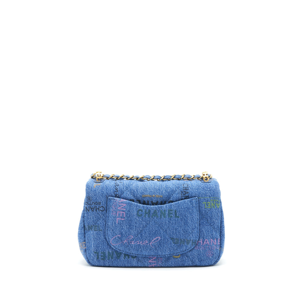 CHANEL 22P SMALL FLAP BAG 23CM DENIM BLUE GHW (MICROCHIP)