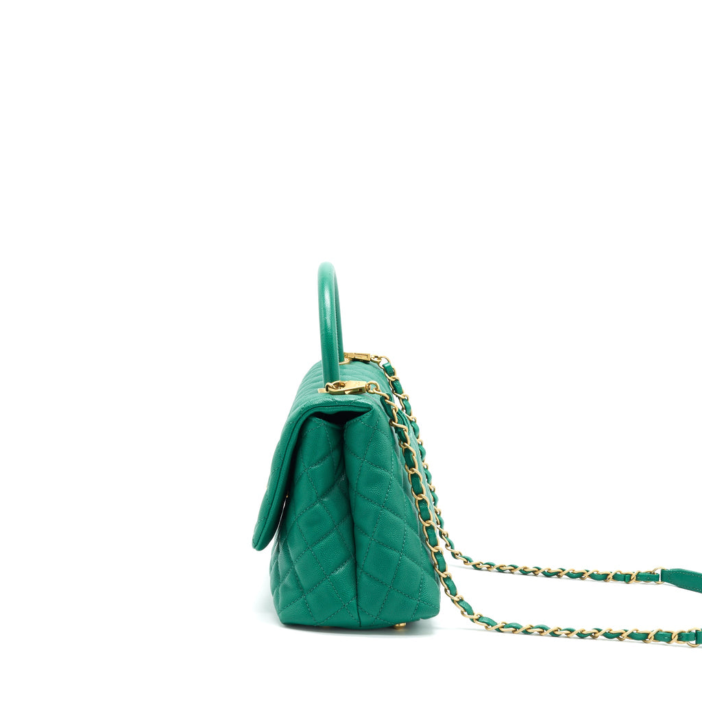CHANEL COCOHANDLE FLAP BAG MEDIUM GREEN WITH GHW