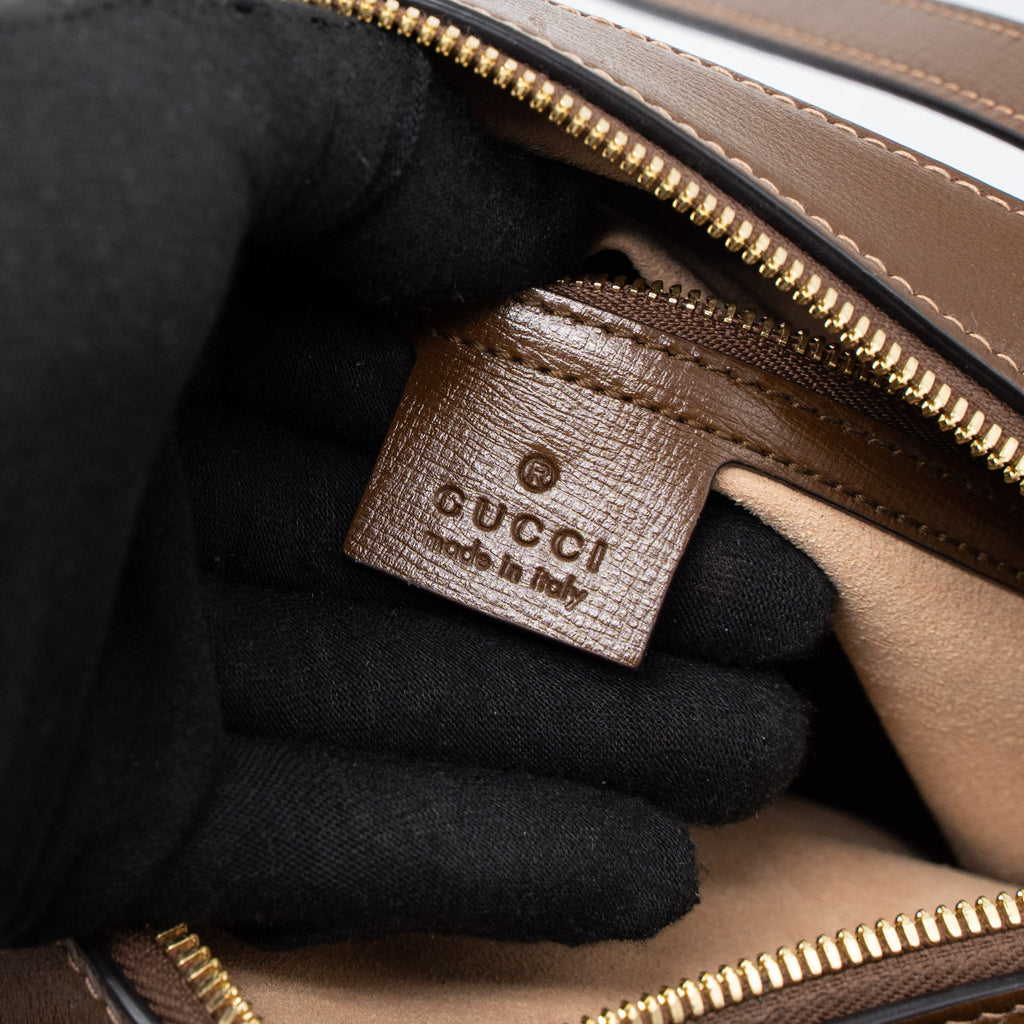 GUCCI HORSEBIT SHOULDER BAG CALFSKIN BROWN GHW