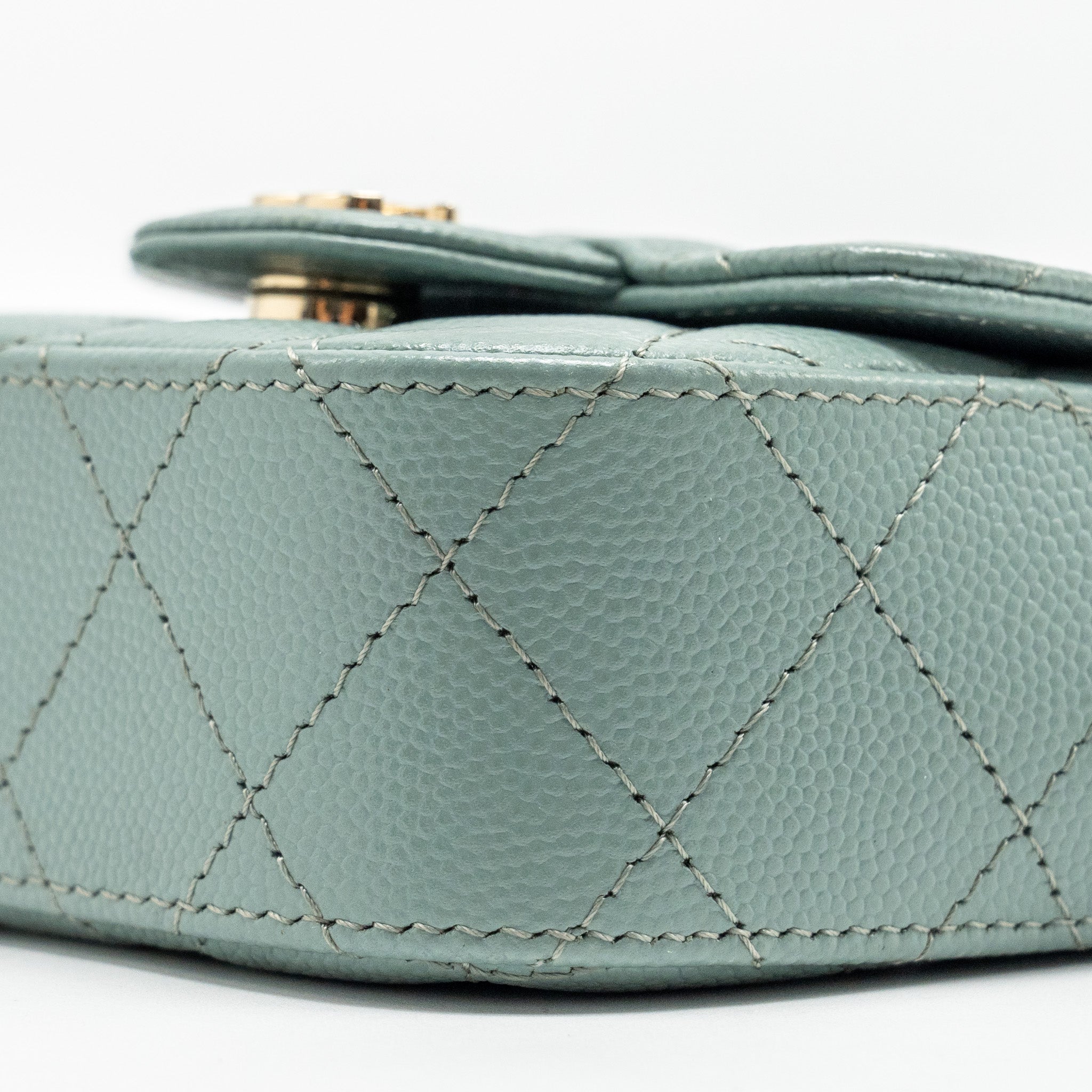 CHANEL MINI FLAP VANITY WITH CHAIN CAVIAR LIGHT GREEN LGHW