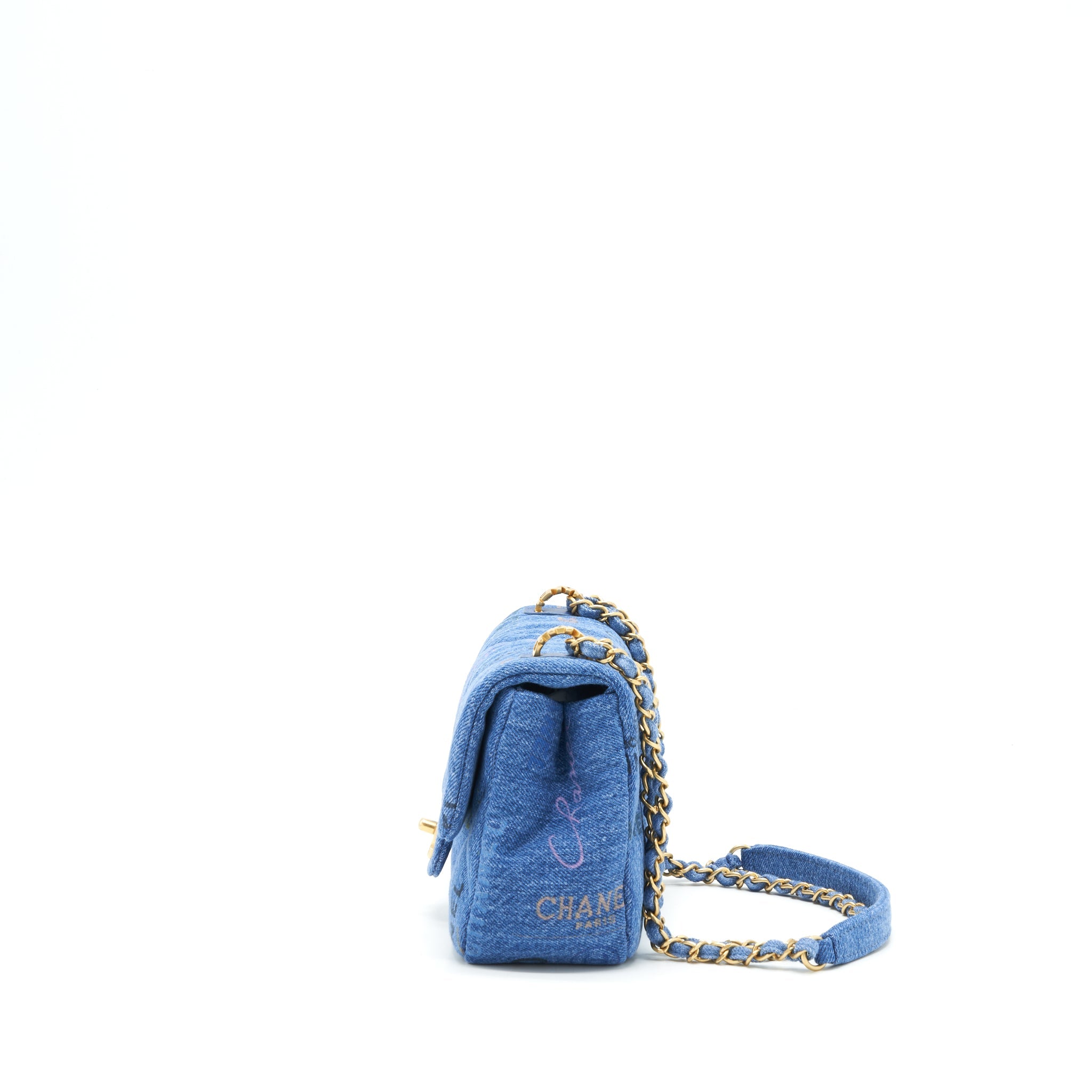 CHANEL 22P SMALL FLAP BAG 23CM DENIM BLUE GHW (MICROCHIP)