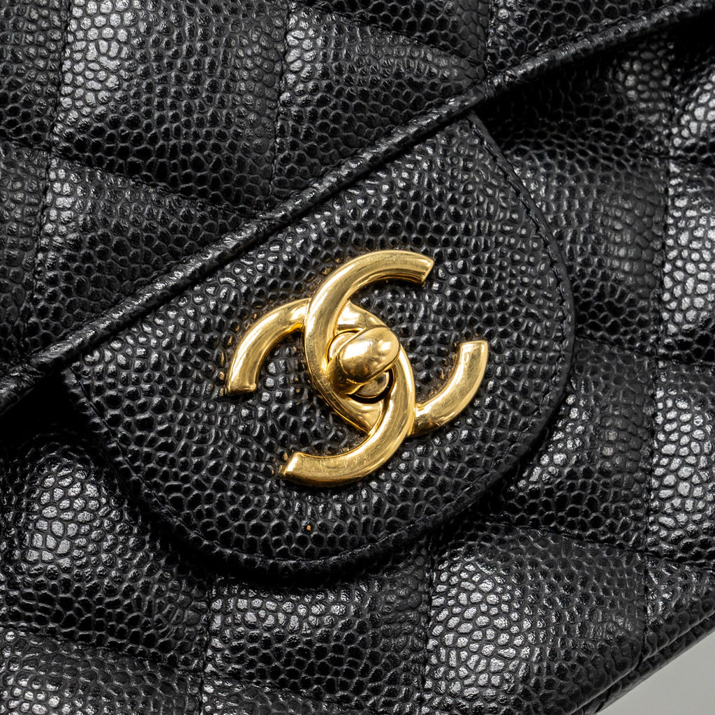 CHANEL JUMBO CLASSIC DOUBLE FLAP BAG CAVIAR BLACK GHW