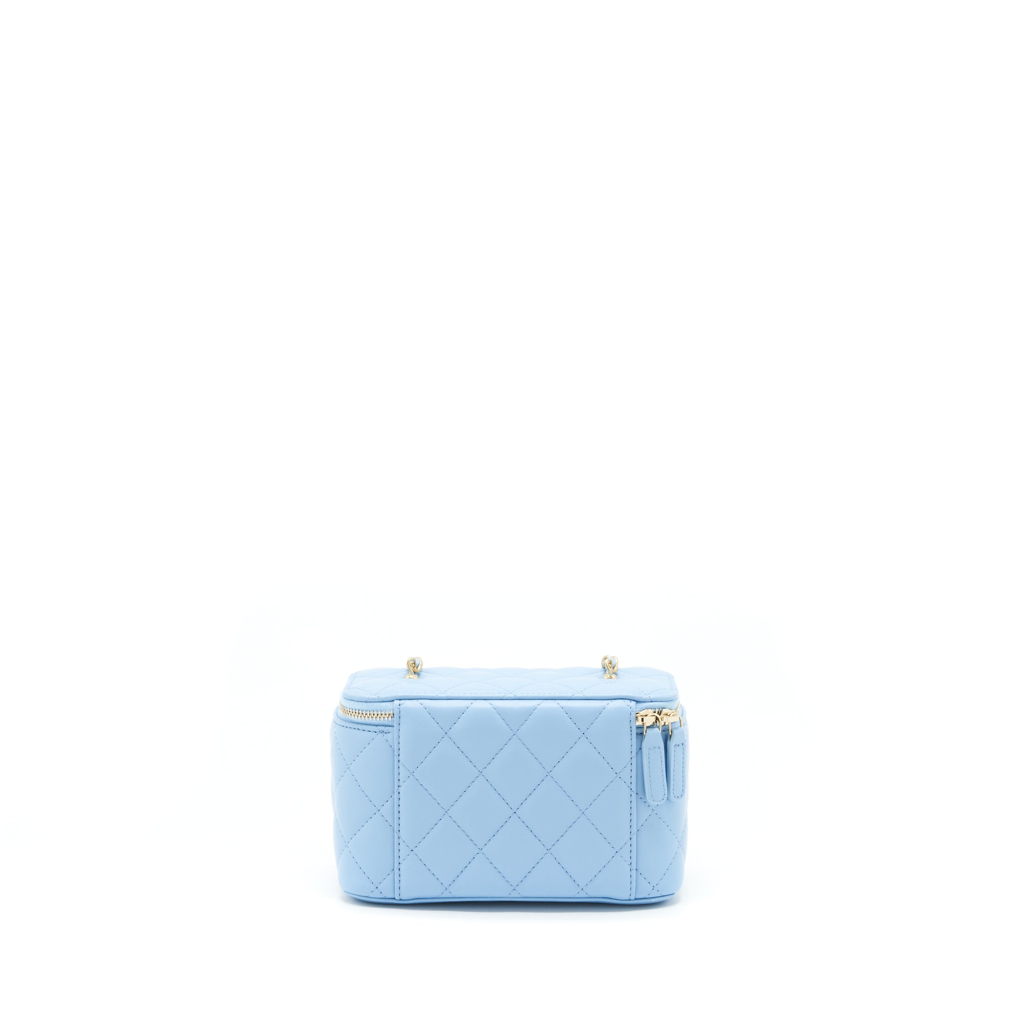CHANEL 22S PEARL CRUSH LONG VANITY WITH CHAIN LAMBSKIN BLUE GHW