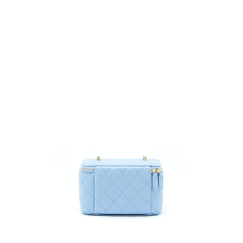CHANEL 22S PEARL CRUSH LONG VANITY WITH CHAIN LAMBSKIN BLUE GHW