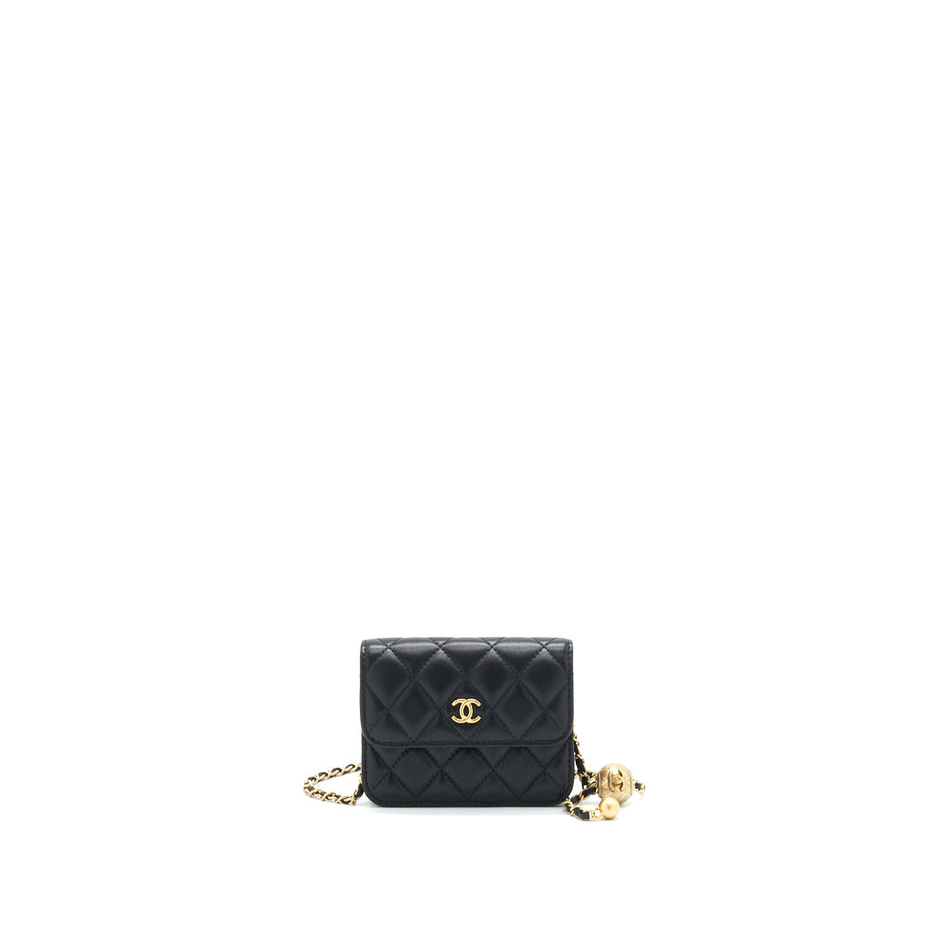 CHANEL PEARL CRUSH BELT BAG BLACK WITH GHW SERIAL 30
