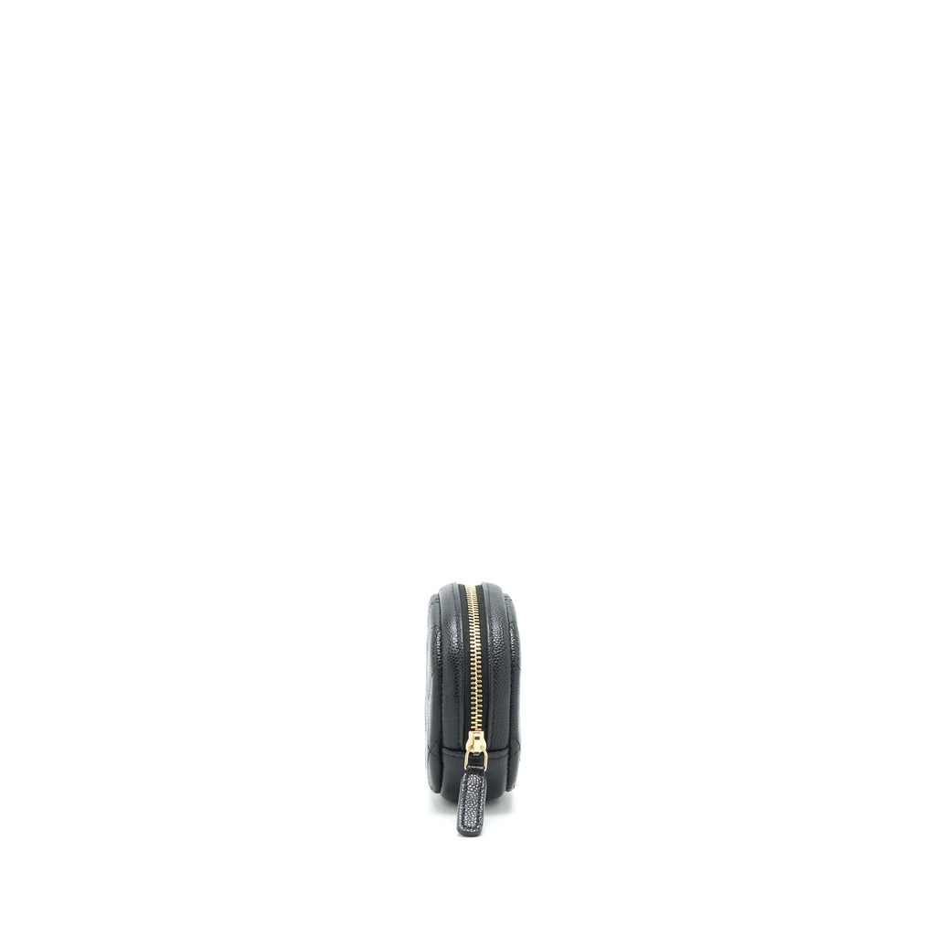 CHANEL CC LOGO ROUND COIN PURSE CAVIAR NAVY LGHW