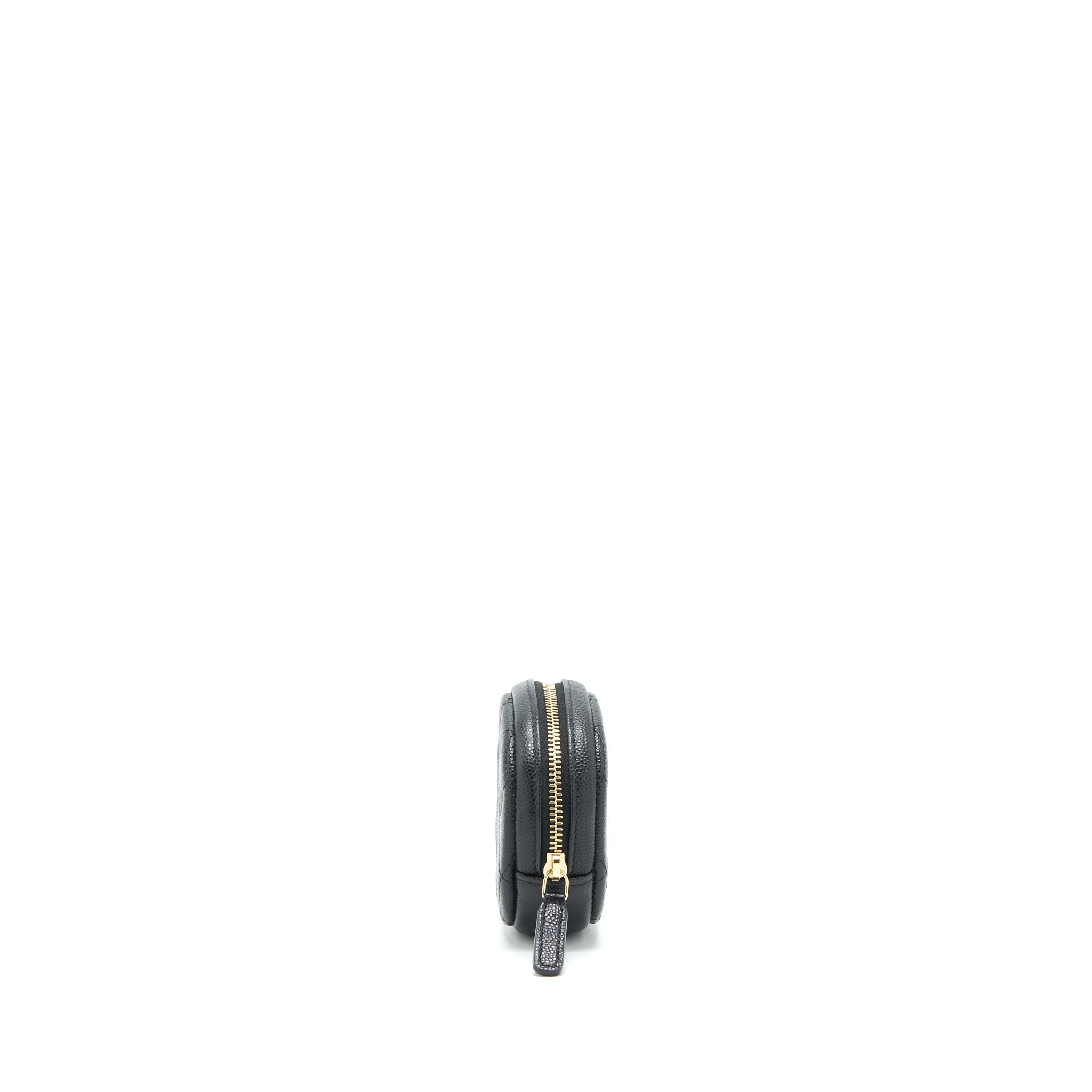 CHANEL CC LOGO ROUND COIN PURSE CAVIAR NAVY LGHW