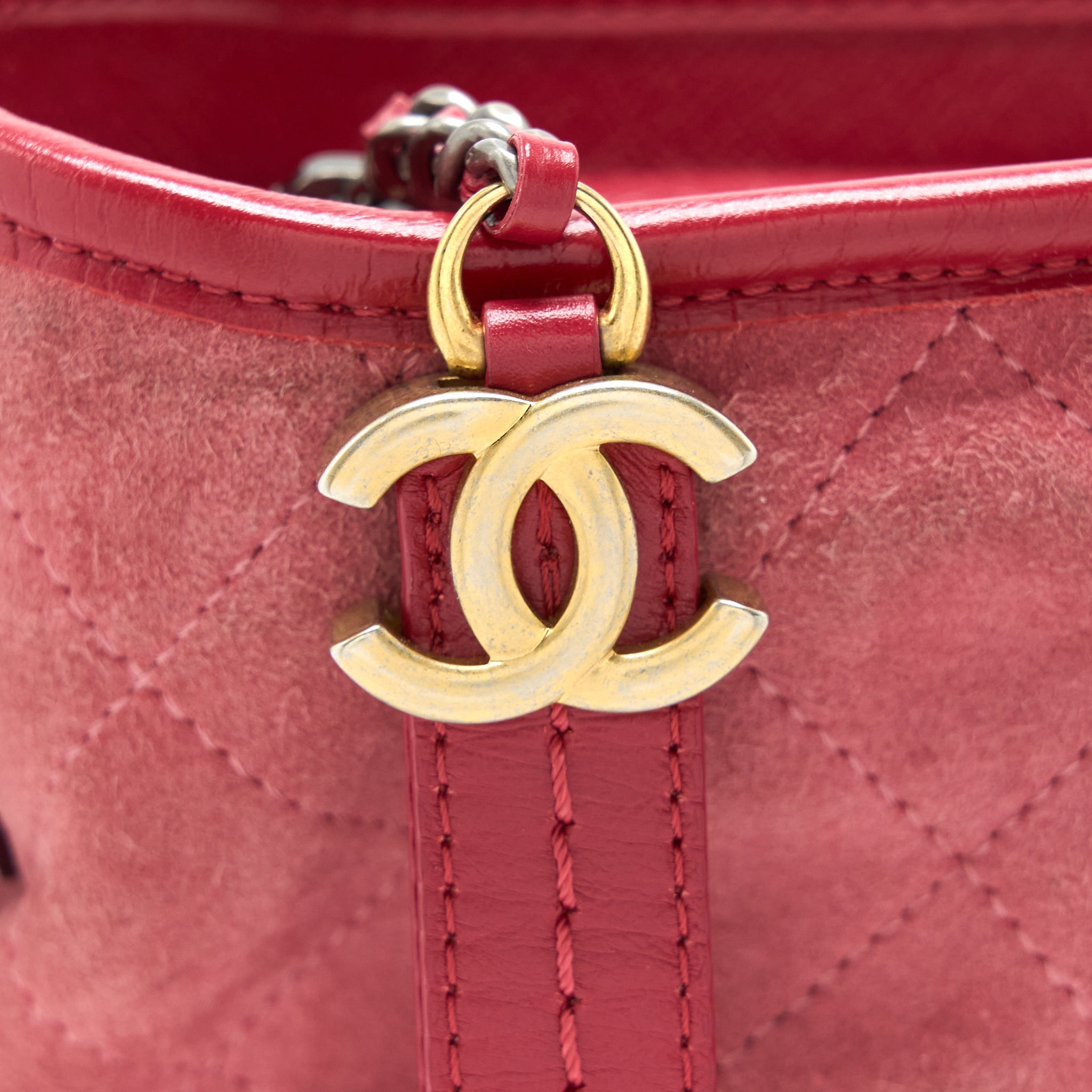 CHANEL LARGE GABRIELLE HOBO BAG SUEDE/LEATHER PINK MULTICOLOUR HARDWARE