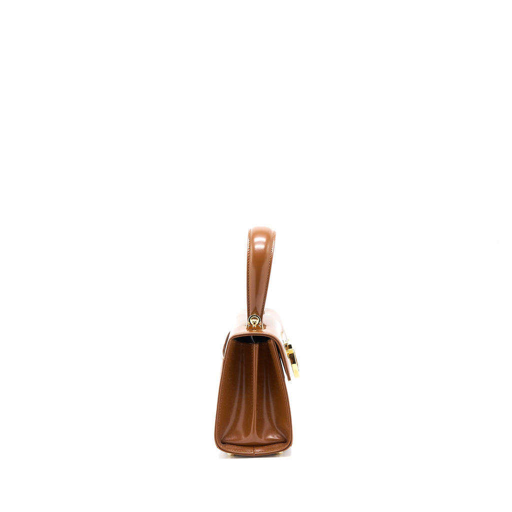 FERRAGAMO ICONIC TOP HANDLE BAG CALFSKIN CARAMEL GHW