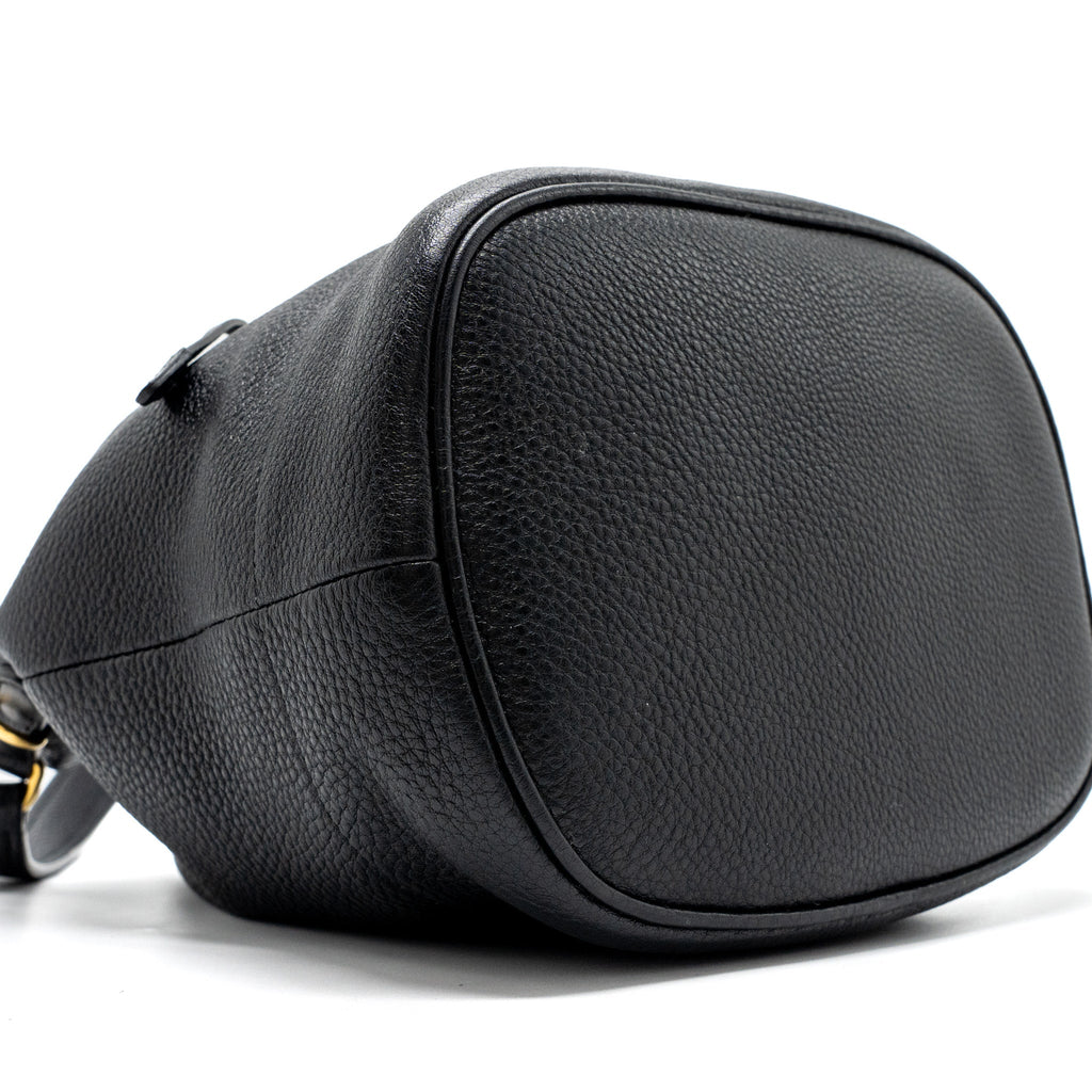 PRADA SECCHIELLO BUCKET BAG GRAINED CALFSKIN BLACK GHW