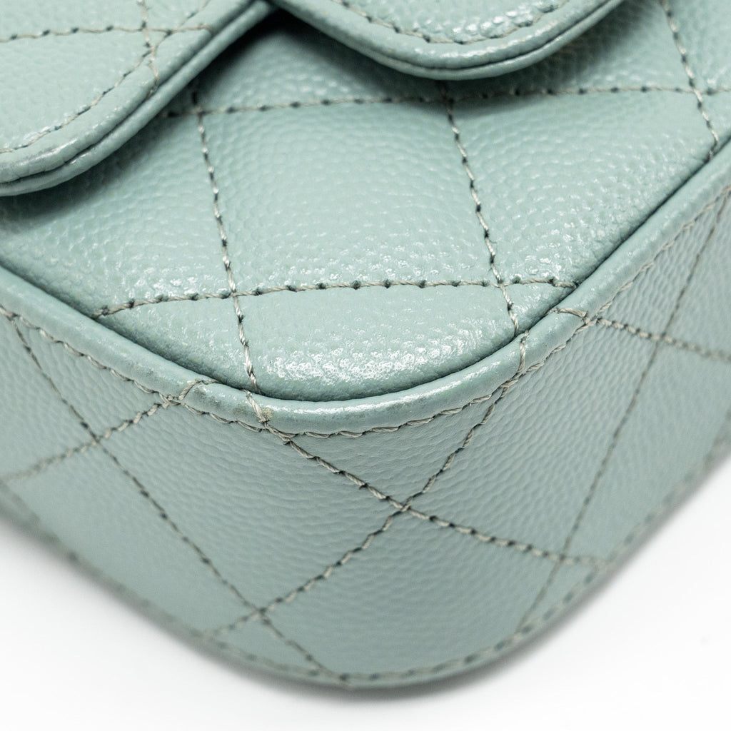 CHANEL MINI FLAP VANITY WITH CHAIN CAVIAR LIGHT GREEN LGHW