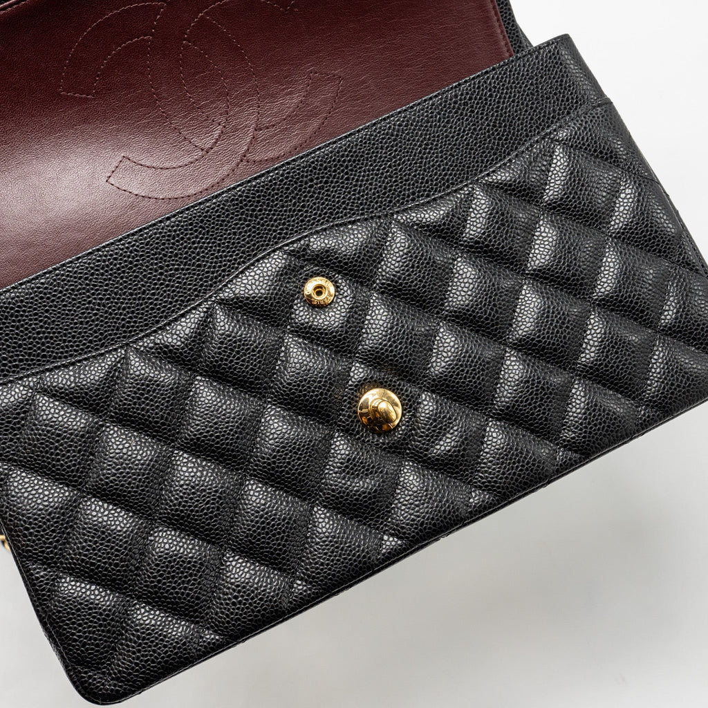 CHANEL JUMBO CLASSIC DOUBLE FLAP BAG CAVIAR BLACK GHW