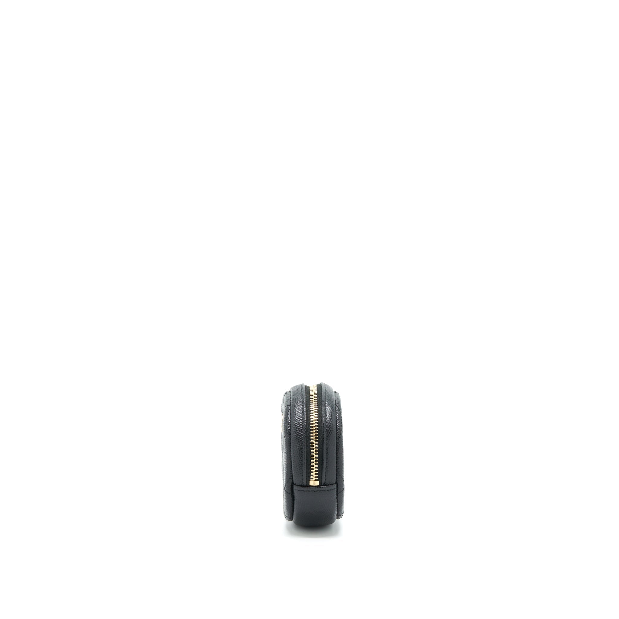 CHANEL CC LOGO ROUND COIN PURSE CAVIAR NAVY LGHW