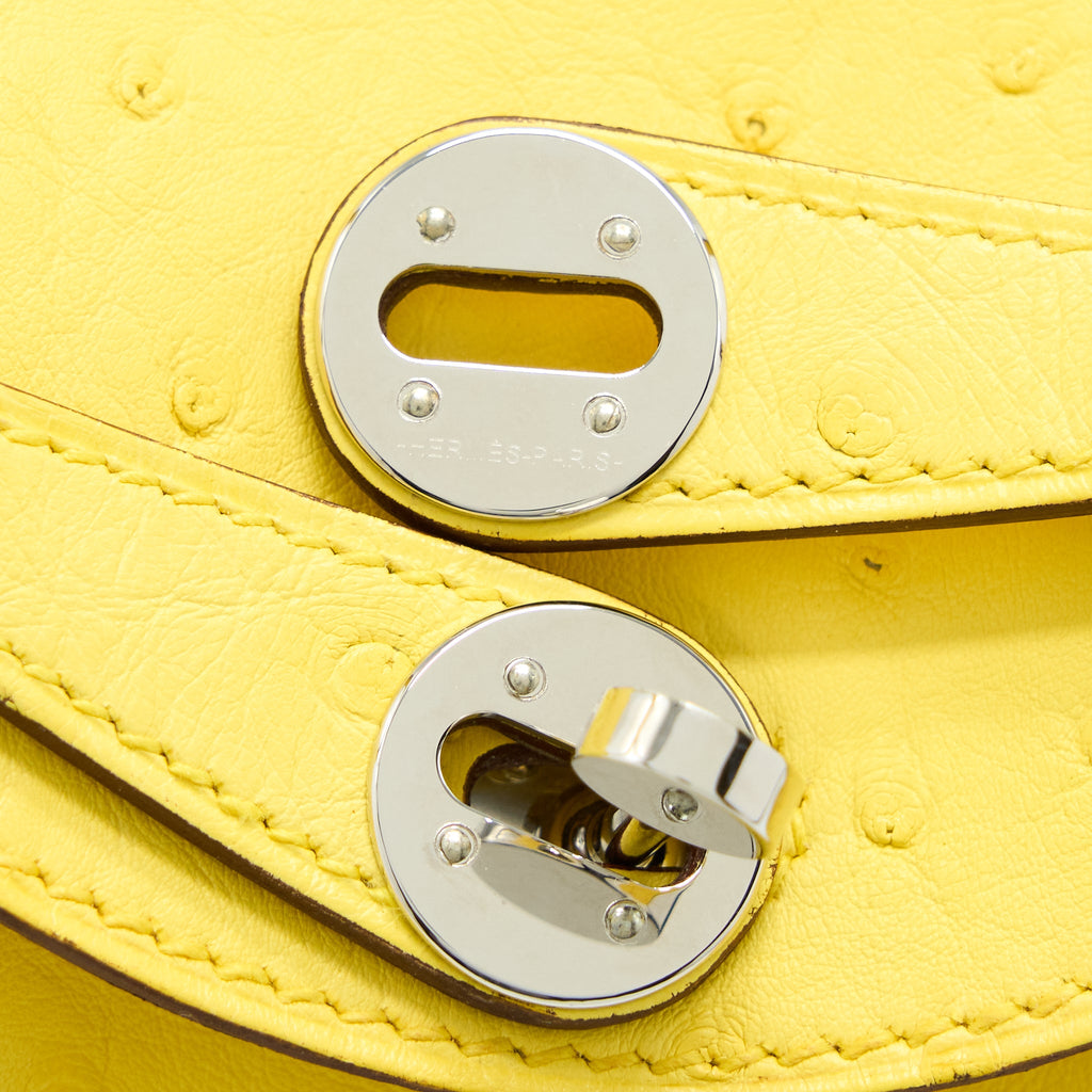 HERMES MINI LINDY OSTRICH JAUNE CITRON SHW