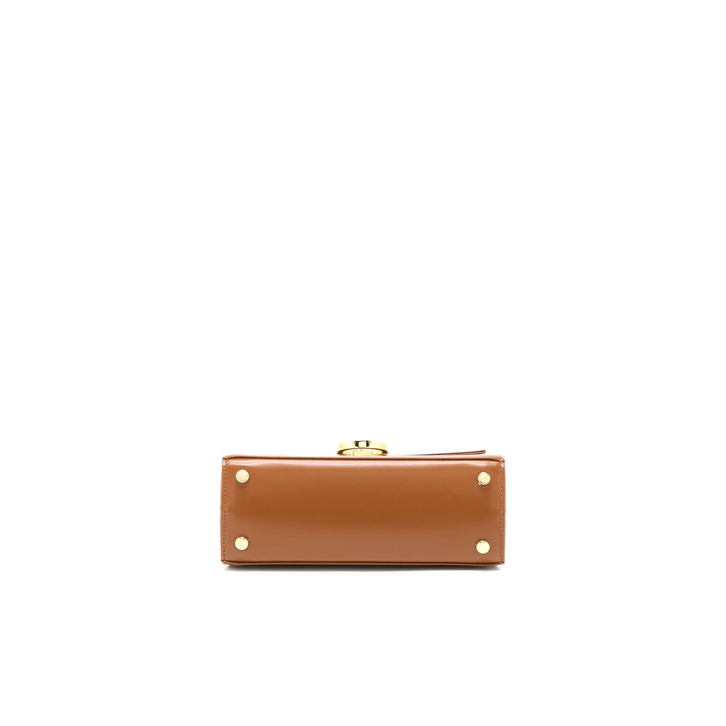 FERRAGAMO ICONIC TOP HANDLE BAG CALFSKIN CARAMEL GHW