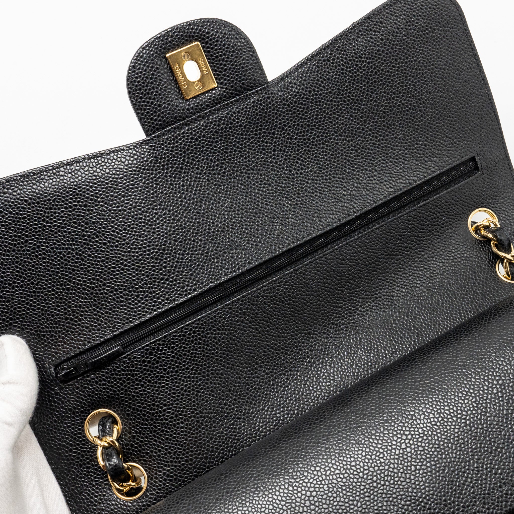CHANEL JUMBO CLASSIC DOUBLE FLAP BAG CAVIAR BLACK GHW