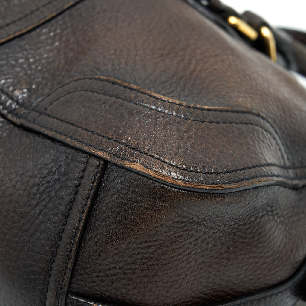 PRADA HANDLE TOTE BAG WITH STRAP IN BROWN
