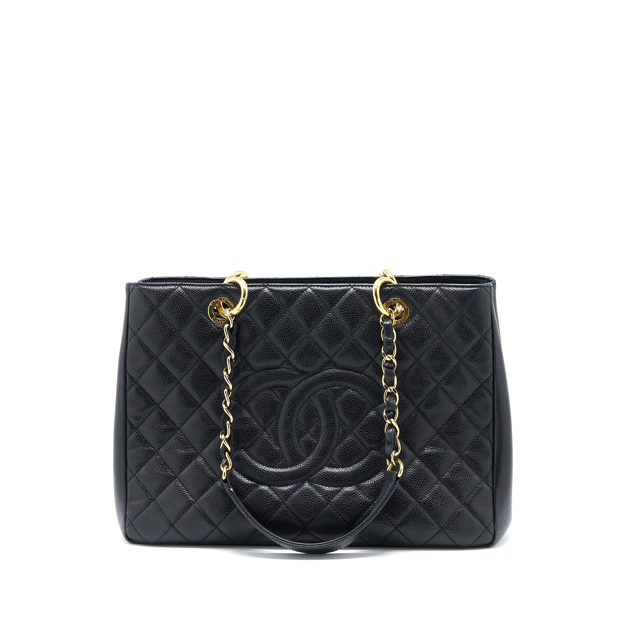 CHANEL GRAND SHOPPING TOTE BAG CAVIAR BLACK GHW