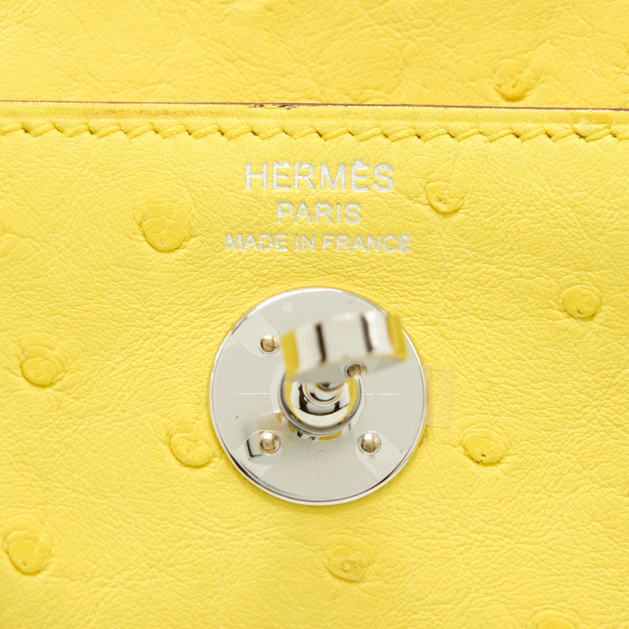 HERMES MINI LINDY OSTRICH JAUNE CITRON SHW