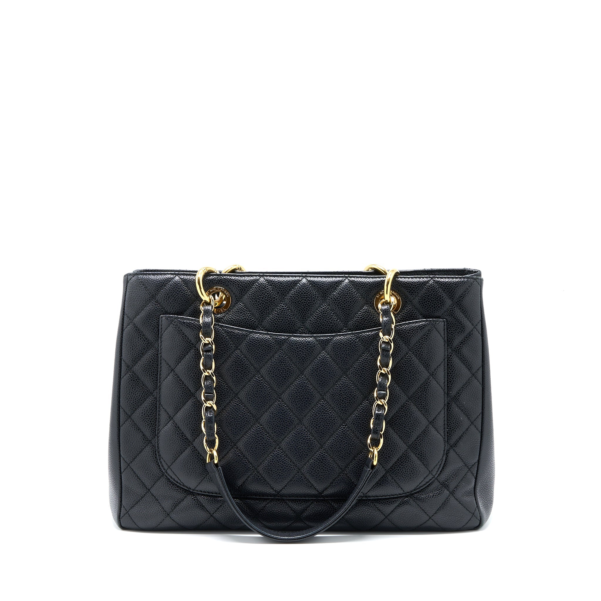 CHANEL GRAND SHOPPING TOTE BAG CAVIAR BLACK GHW
