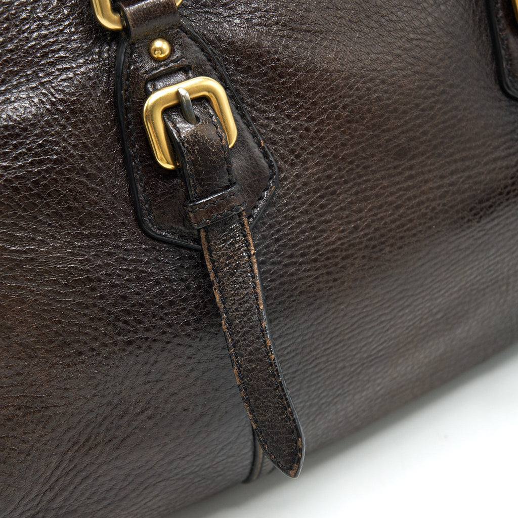 PRADA HANDLE TOTE BAG WITH STRAP IN BROWN