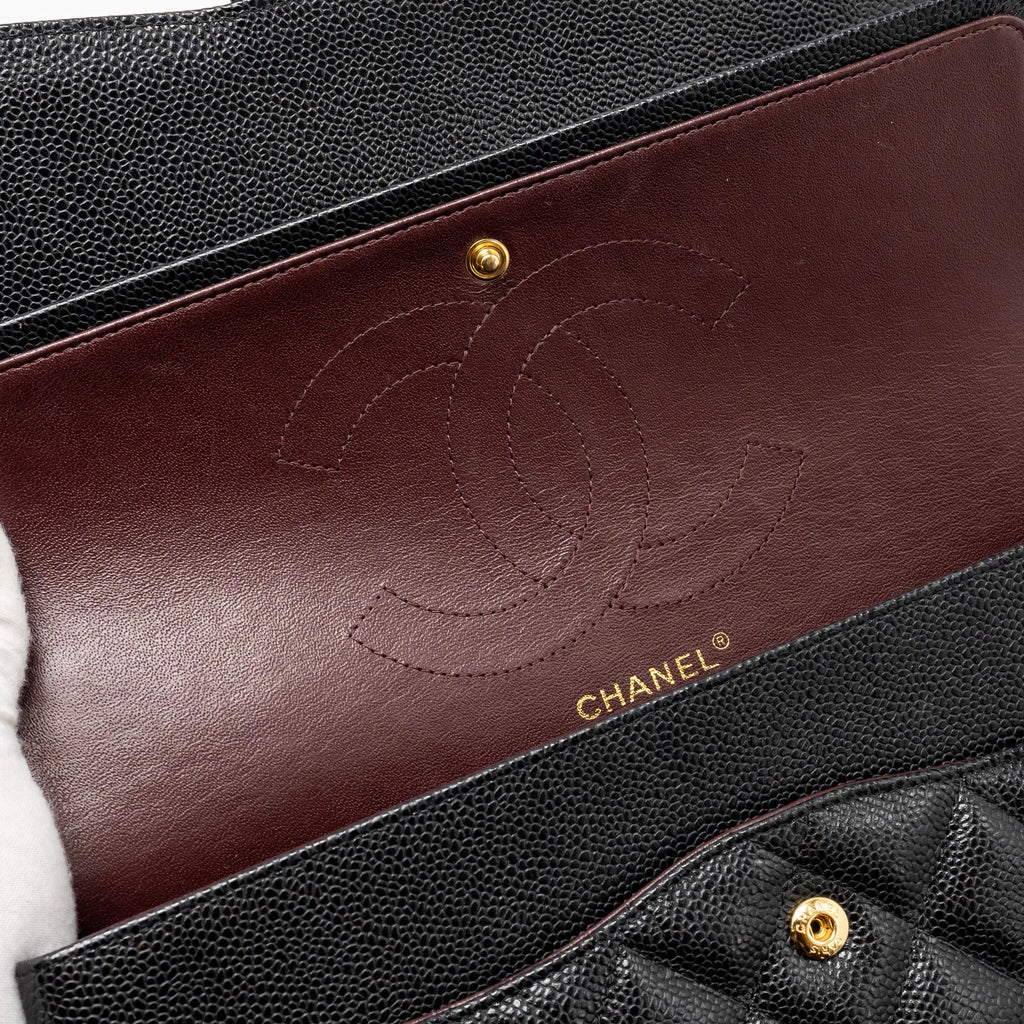 CHANEL JUMBO CLASSIC DOUBLE FLAP BAG CAVIAR BLACK GHW
