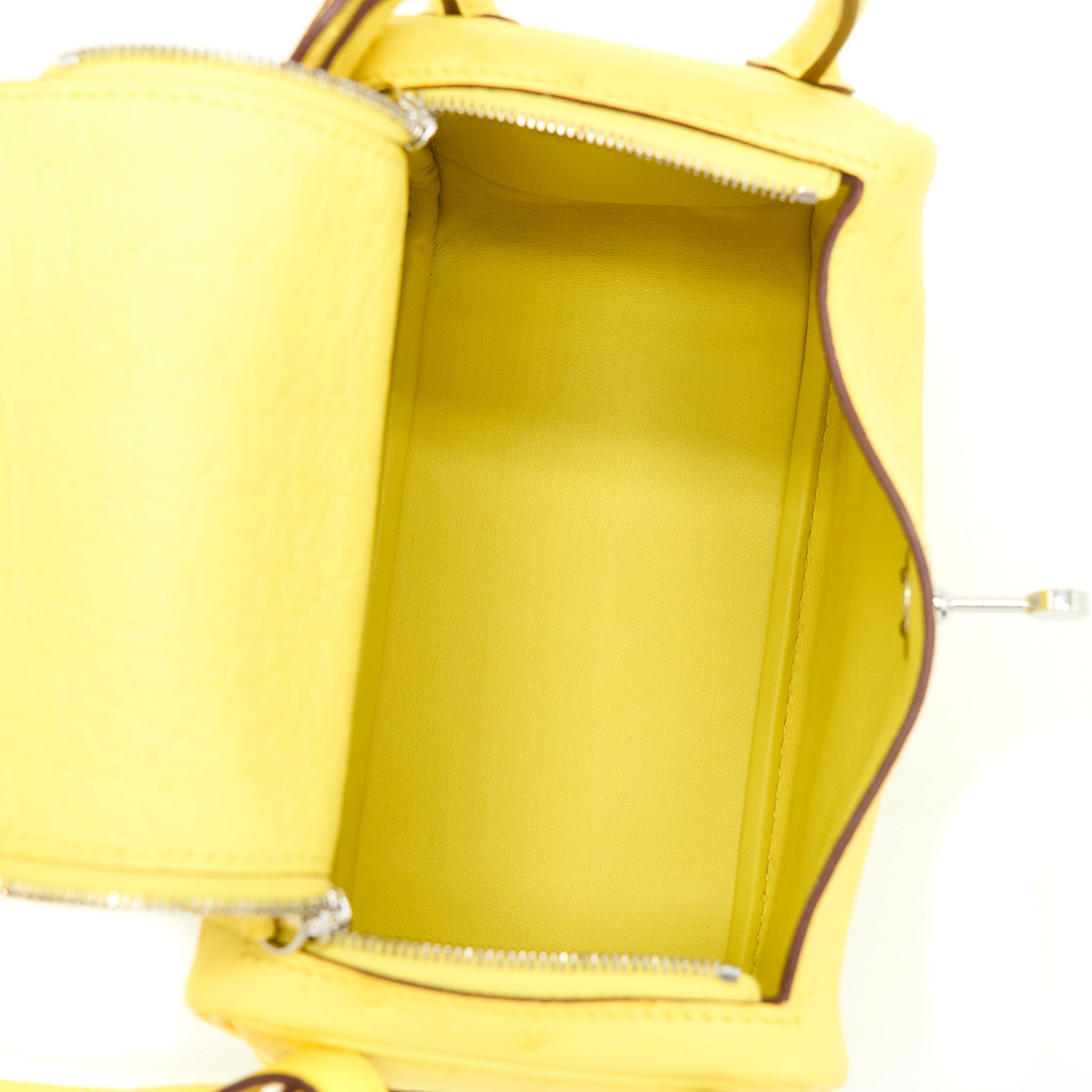 HERMES MINI LINDY OSTRICH JAUNE CITRON SHW