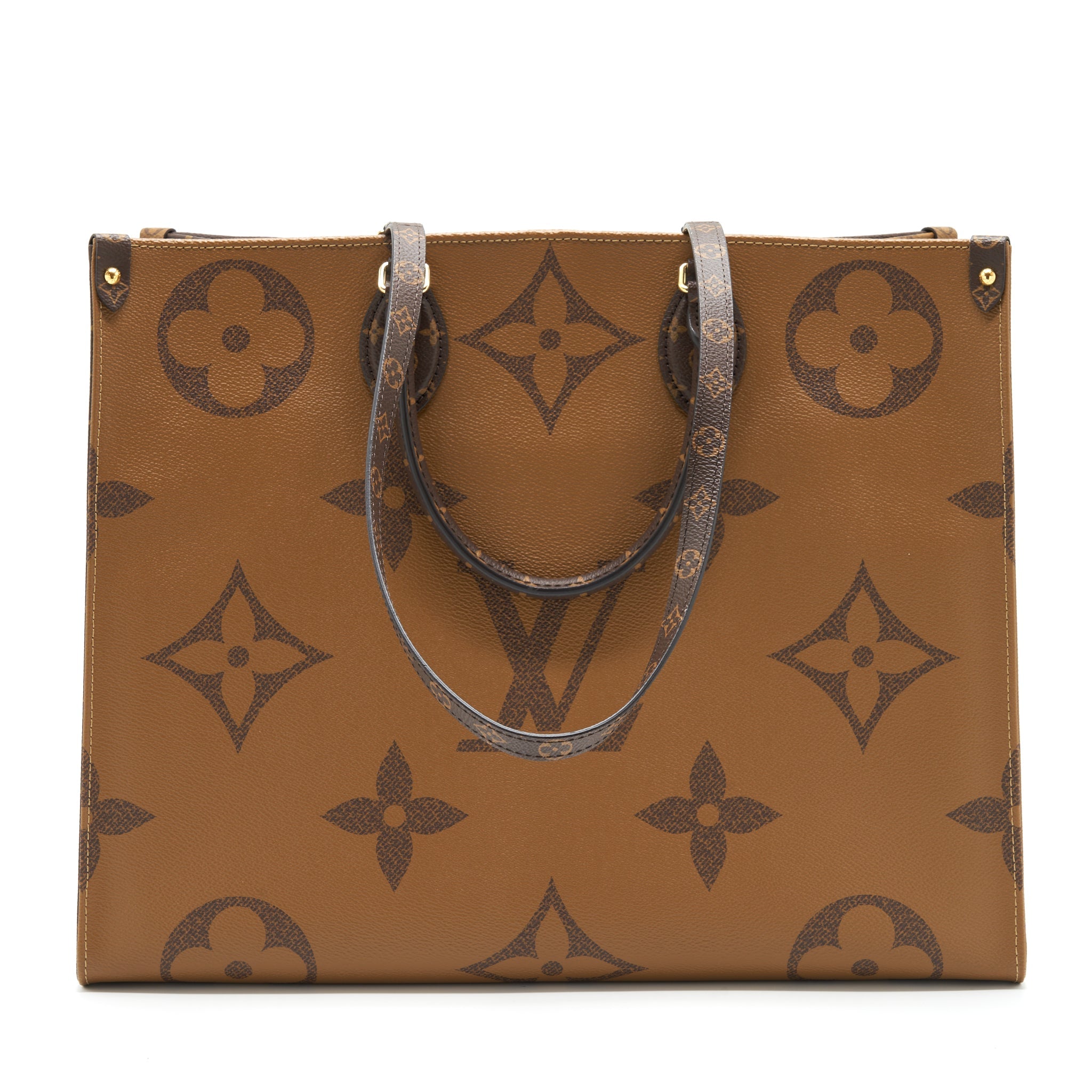 LOUIS VUITTON ON THE GO GM MONOGRAM REVERSE CANVAS GHW