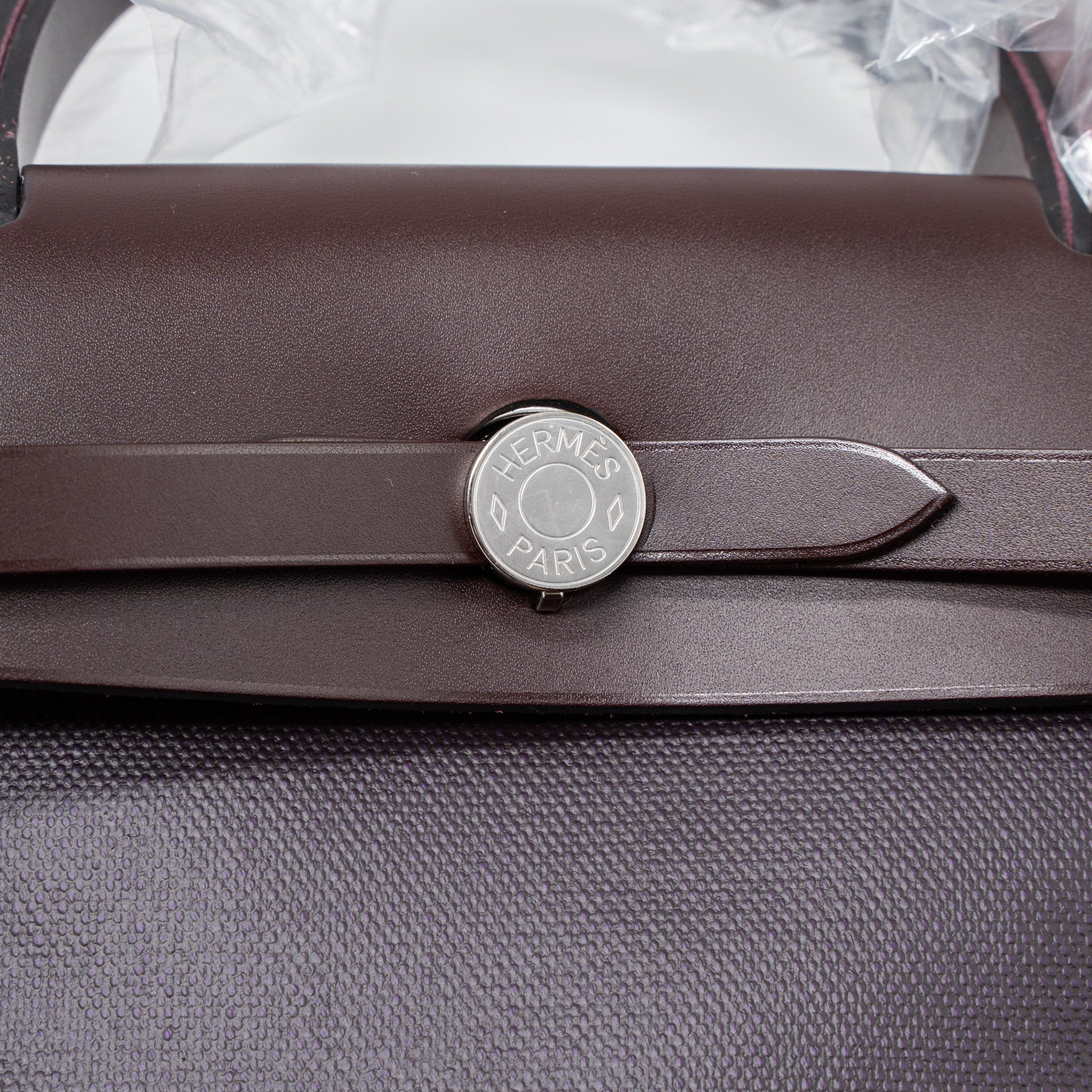 HERMES HERBAG 31 ZIP BAG TOILE H BERLINE CANVAS/VACHE HUNTER CASSIS/BLACK/ROUGE SELLIER SHW
