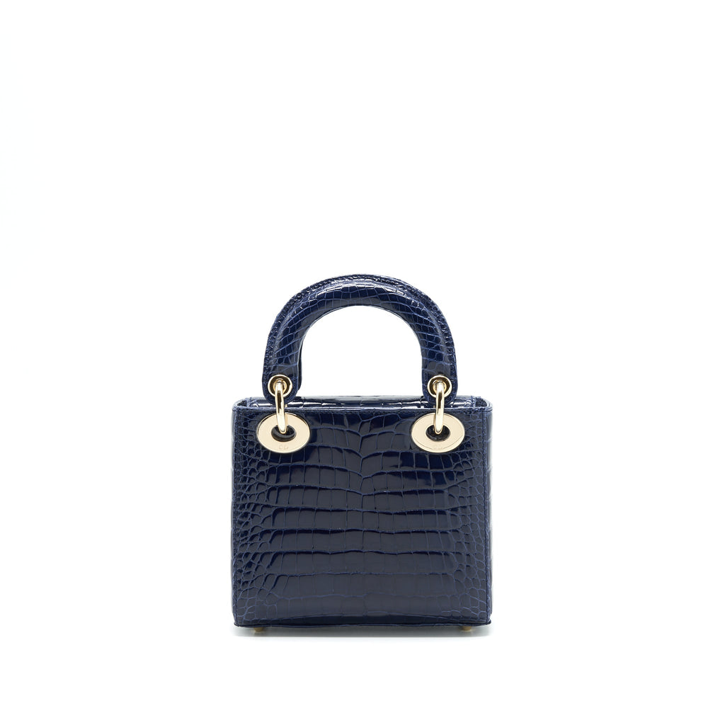 CHRISTIAN DIOR MINI LADY DIOR ALLIGATOR OIL BLUE LGHW