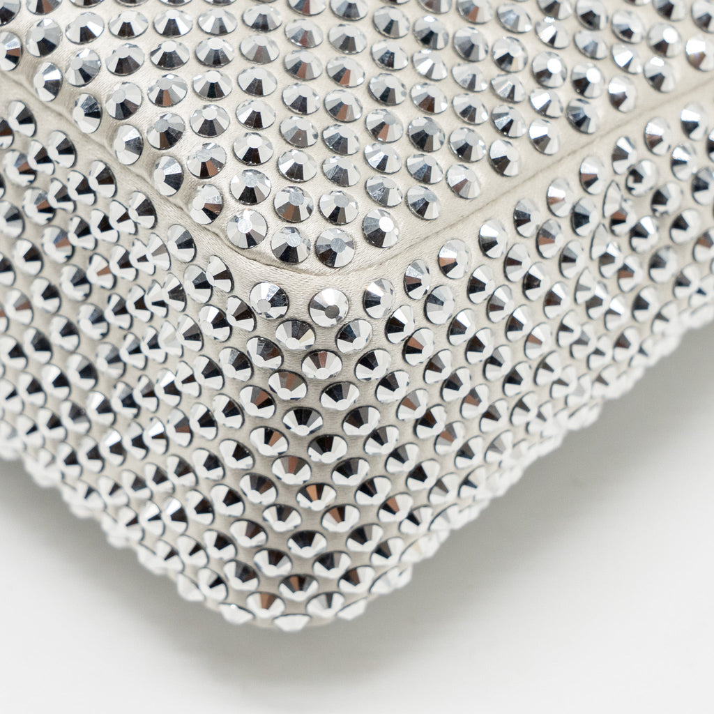 PRADA RE-EDITION SATIN CRYSTAL MINI BAG SILVER SHW