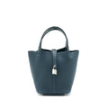 HERMES PICOTIN 18 TOUCH BAG WITH ALLIGATOR HANDLE VERT CYPRES SHW
