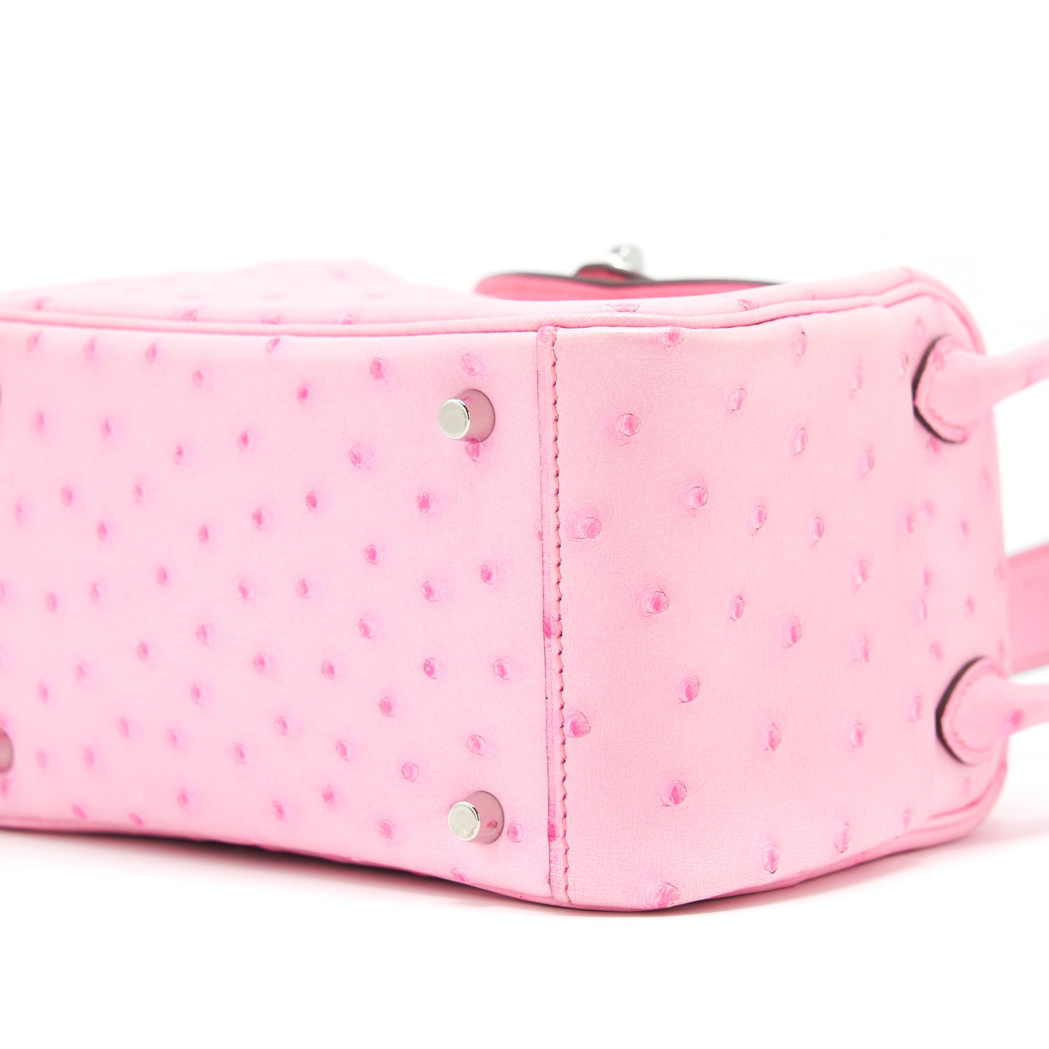 HERMES MINI LINDY OSTRICH L4 ROSE BUBBLEGUM SHW
