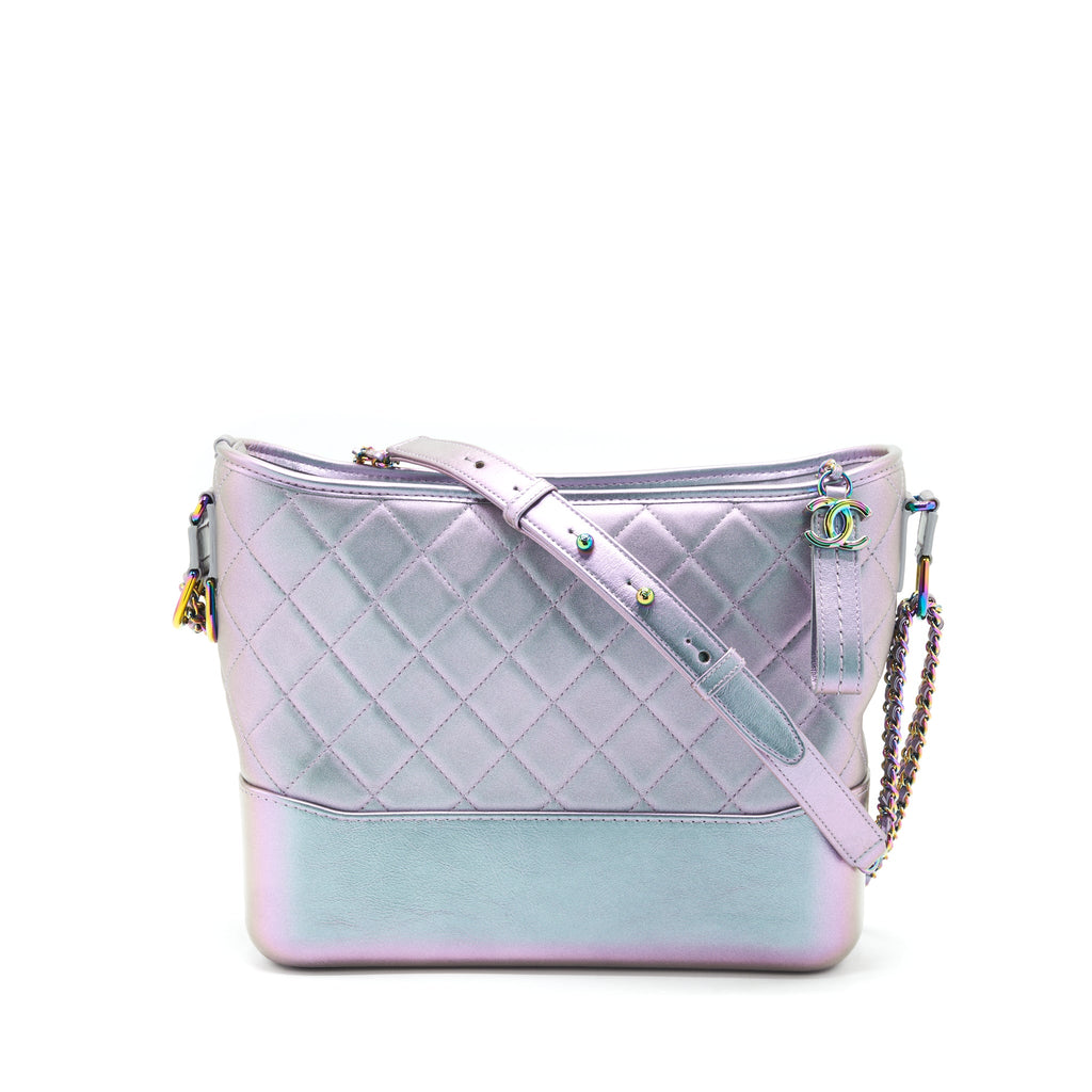 CHANEL LARGE GABRIELLE HOBO LAMBSKIN/CALFSKIN IRIDESCENT PURPLE RAINBOW COLOUR MULTICOLOUR HARDWARE