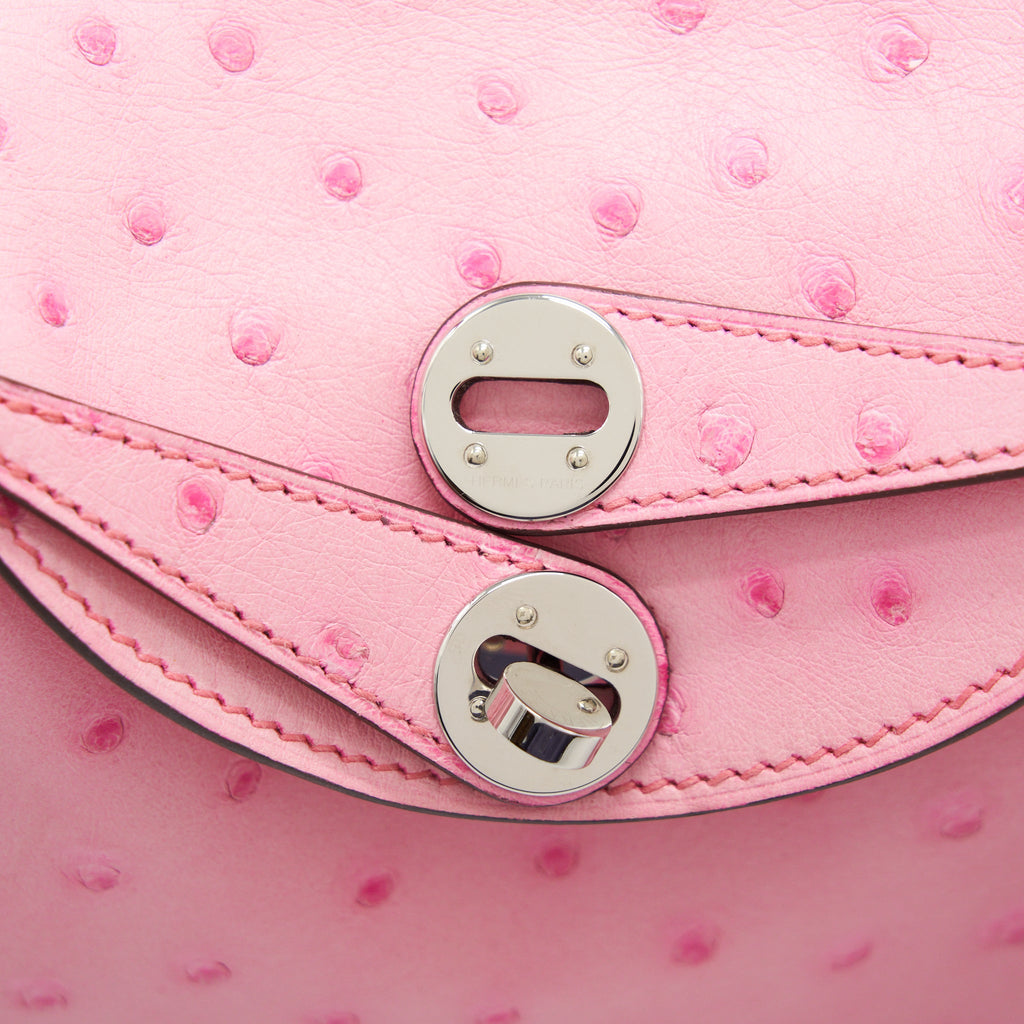 HERMES MINI LINDY OSTRICH L4 ROSE BUBBLEGUM SHW