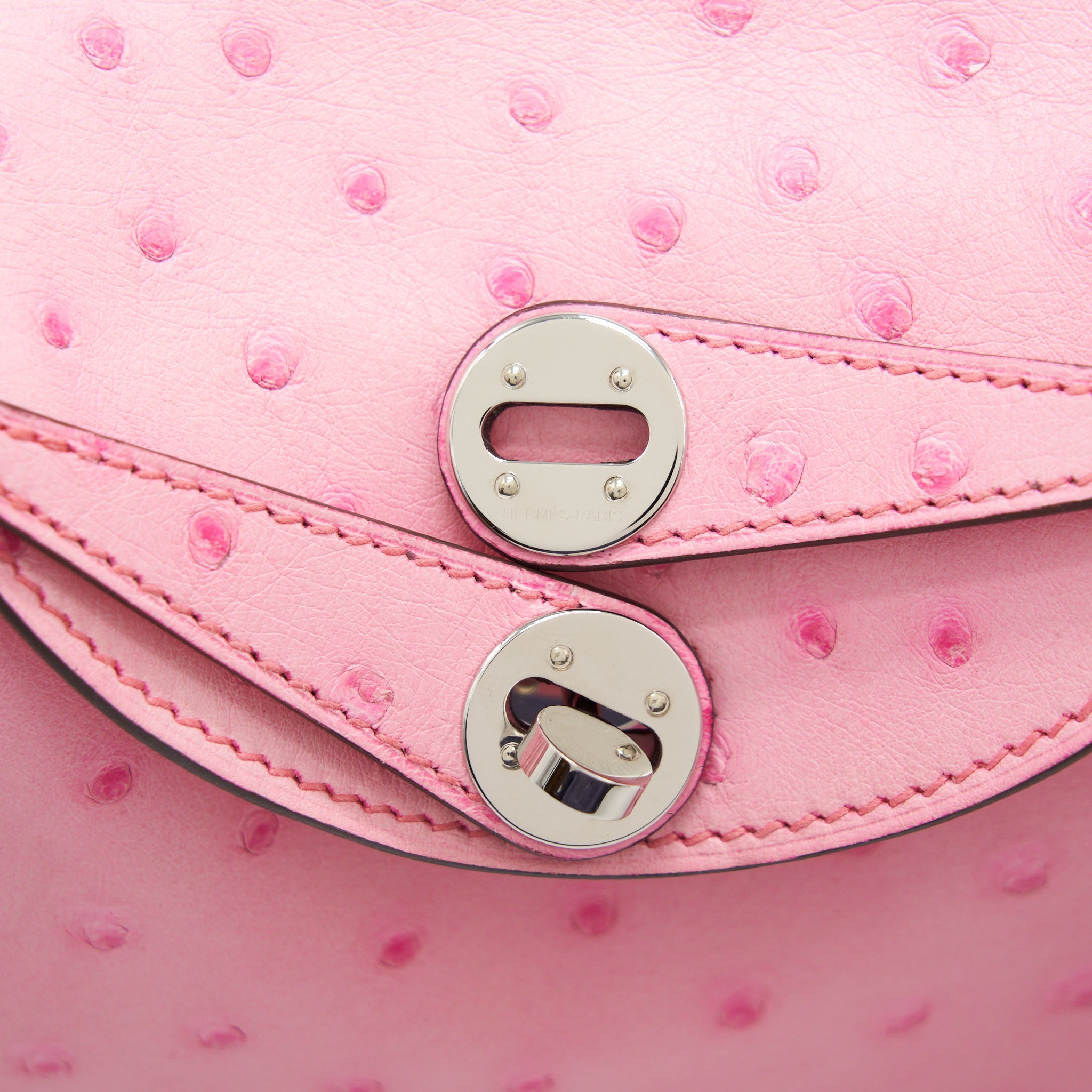 HERMES MINI LINDY OSTRICH L4 ROSE BUBBLEGUM SHW