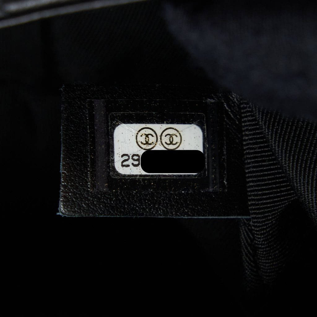 CHANEL PEARL CHAIN FLAP BAG QUILTED LAMBSKIN BLACK LGHW