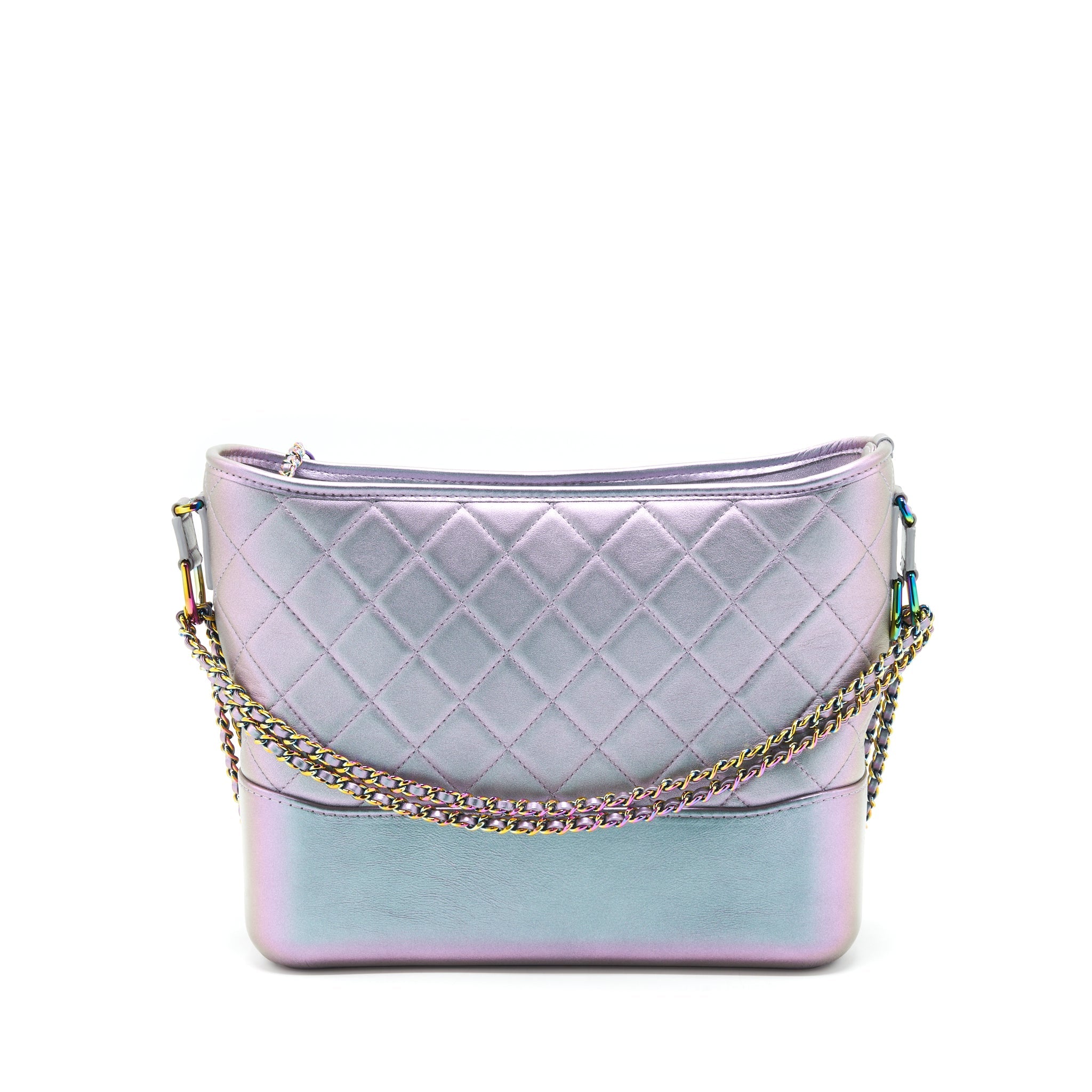 CHANEL LARGE GABRIELLE HOBO LAMBSKIN/CALFSKIN IRIDESCENT PURPLE RAINBOW COLOUR MULTICOLOUR HARDWARE