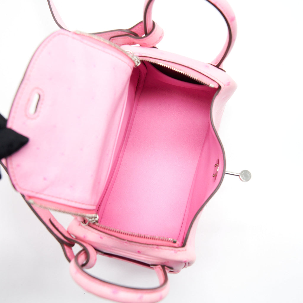 HERMES MINI LINDY OSTRICH L4 ROSE BUBBLEGUM SHW