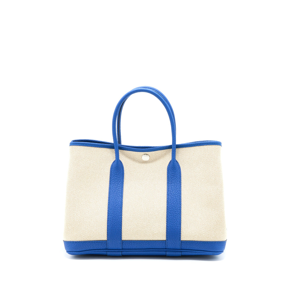HERMES GARDEN PARTY 30 TWILL H CANVAS/NEGONDA ECRU-DESERT/BLUE FRANCE SHW