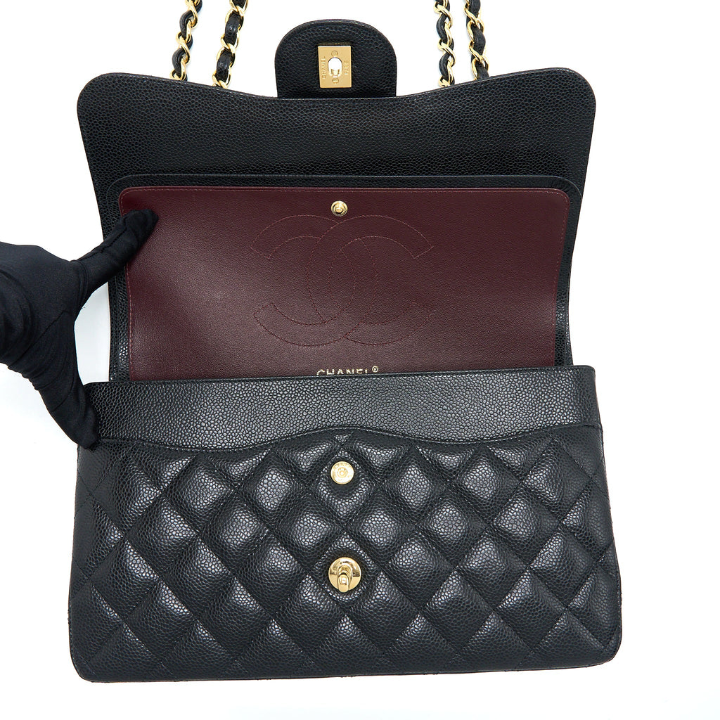 CHANEL CLASSIC JUMBO DOUBLE FLAP CAVIAR BLACK GHW (MICROCHIP)
