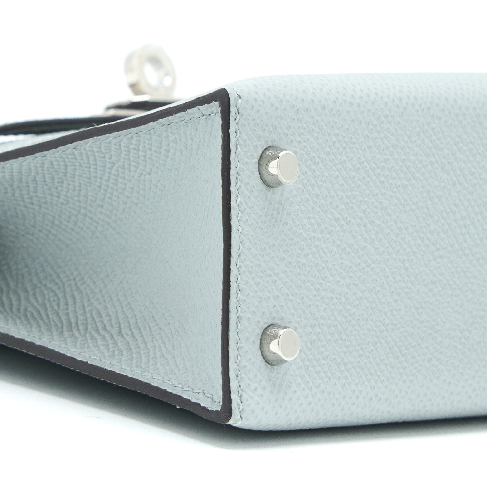 HERMES MINI KELLY II 20CM EPSOM 8U BLUE GLACIER SHW