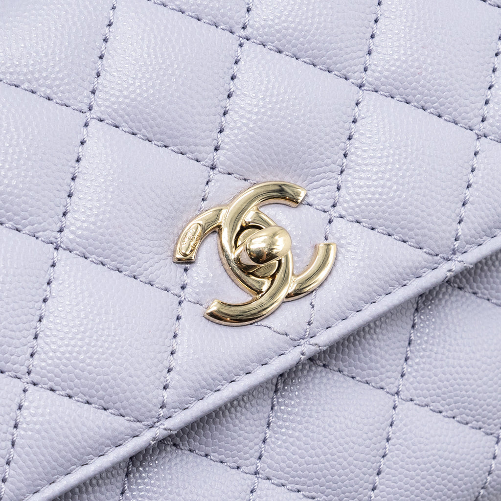 CHANEL SMALL COCO HANDLE CAVIAR LIGHT PURPLE LGHW (MICROCHIP)